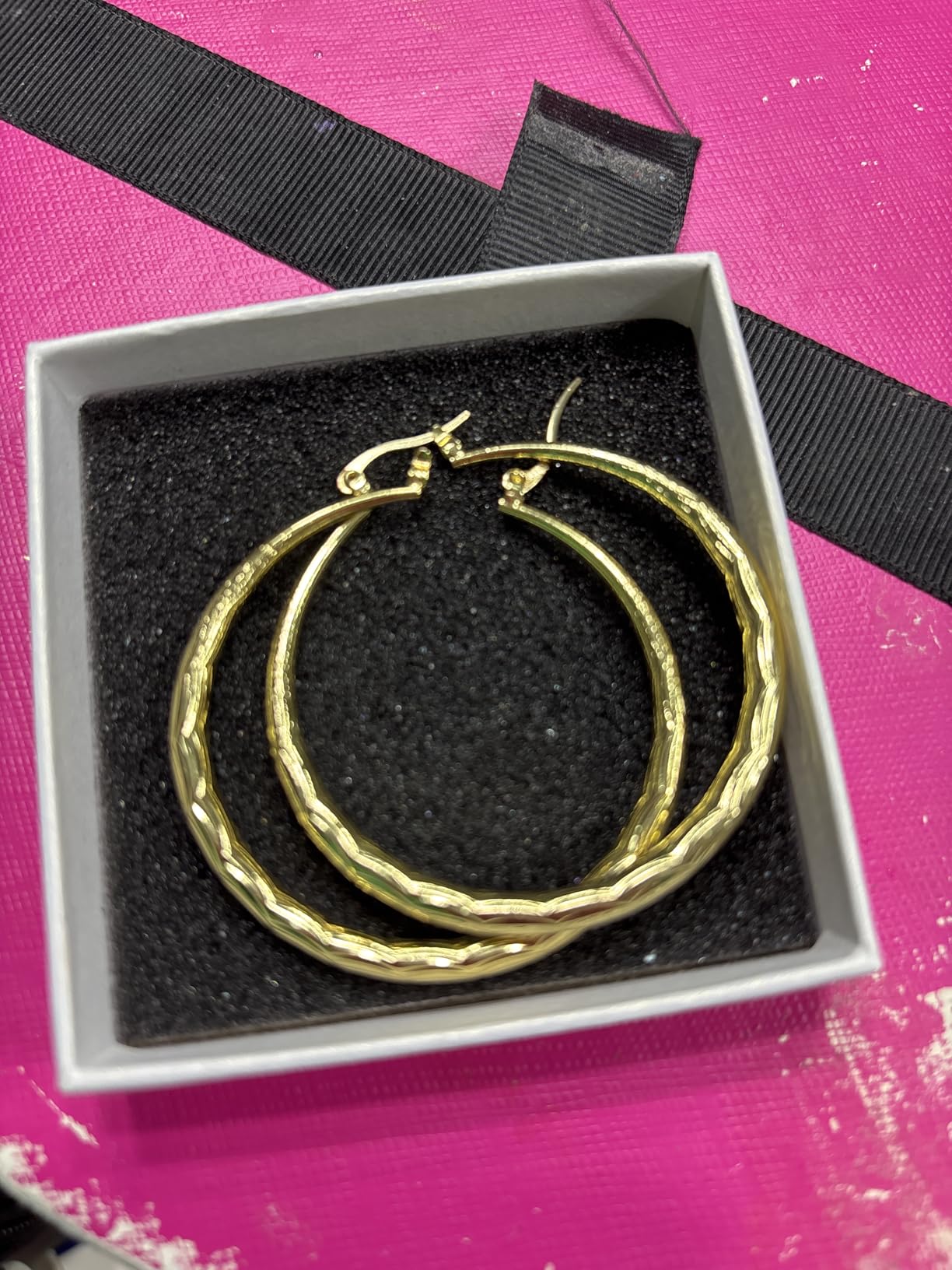 925 Sterling Silver Hoop for Women Gold Hoop Earrings Hypoallergenic Diamond-Cut Ripples Designed - Non Tarnish Large Hoop Earrings (30/40/50/60/70mm) customer photo 2
