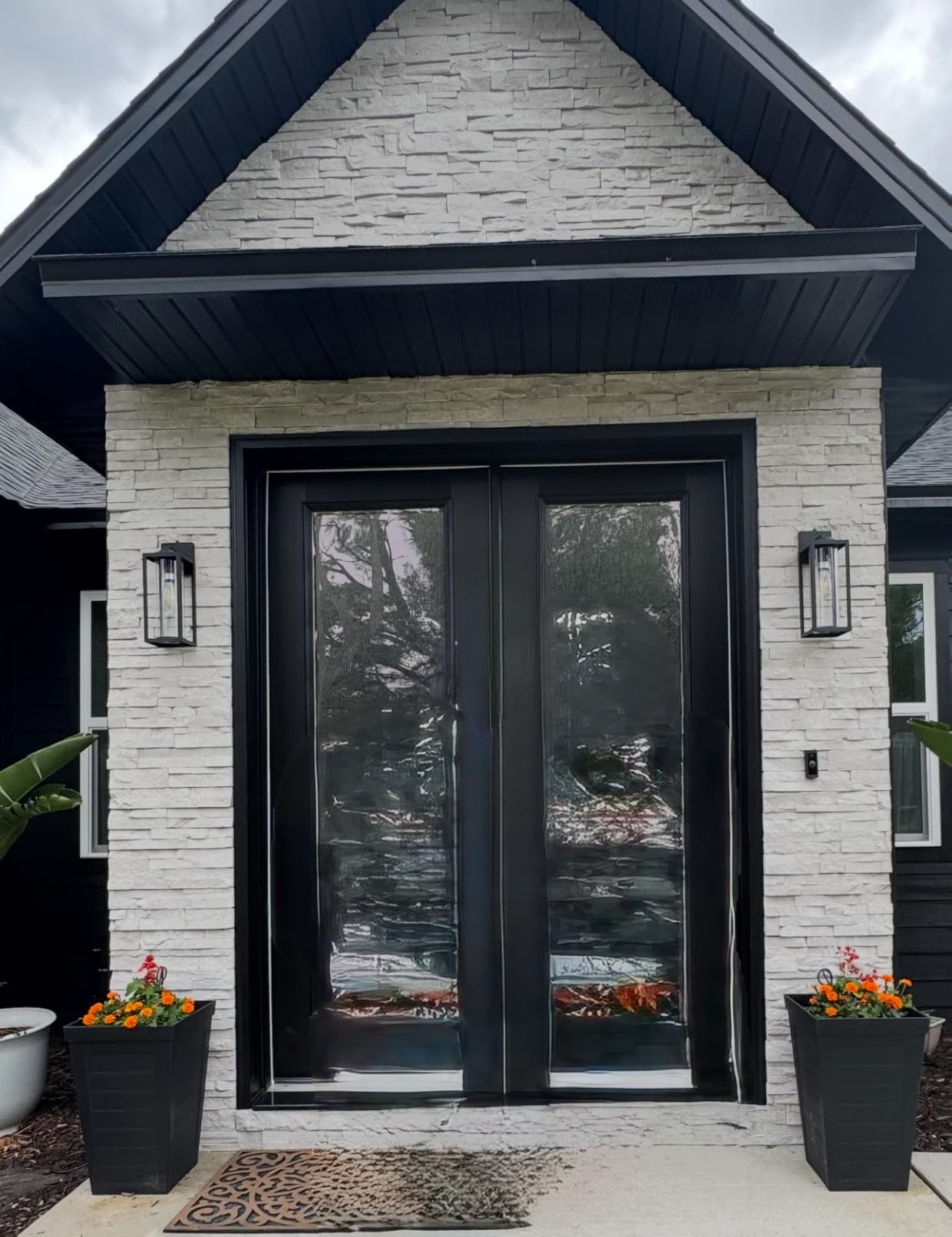 FILIYANO Large Outdoor Wall Lights, 16 Inch, Modern Exterior Fixtures, 2 Pack | Anti-Rust, Waterproof, Black Exterior Lantern with Clear Glass, Farmhouse Wall Lighting Sconces for Garage, Porch, Front Door customer photo 1