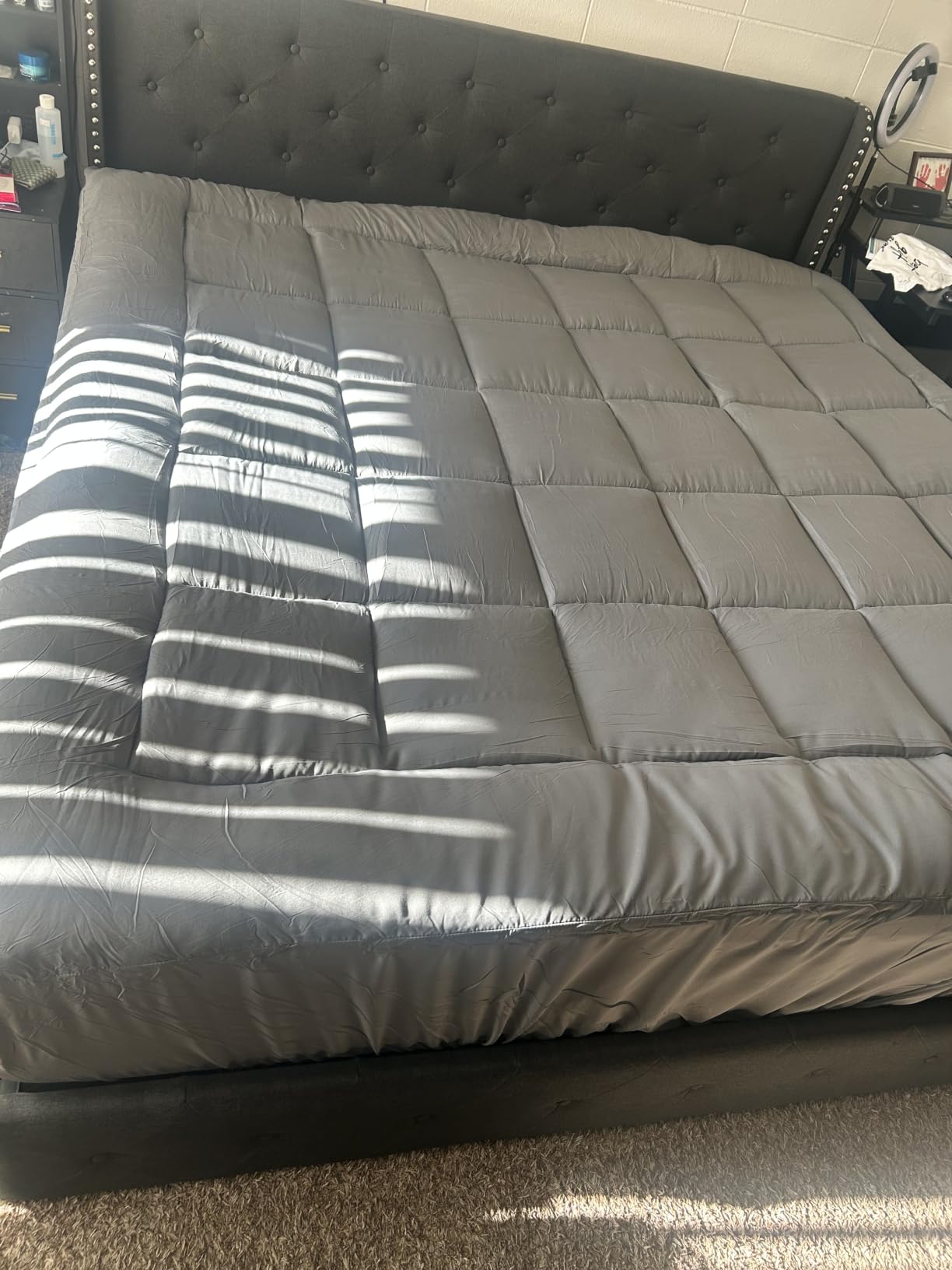 BDEUS Dual Layer 5 Inch Memory Foam Mattress Topper King Size, 2 Inch Gel Memory Foam Plus 3 Inch 1450 GSM Down Alternative Quilted Pillow Top Mattress Pad Cover, Dark Gray customer photo 1