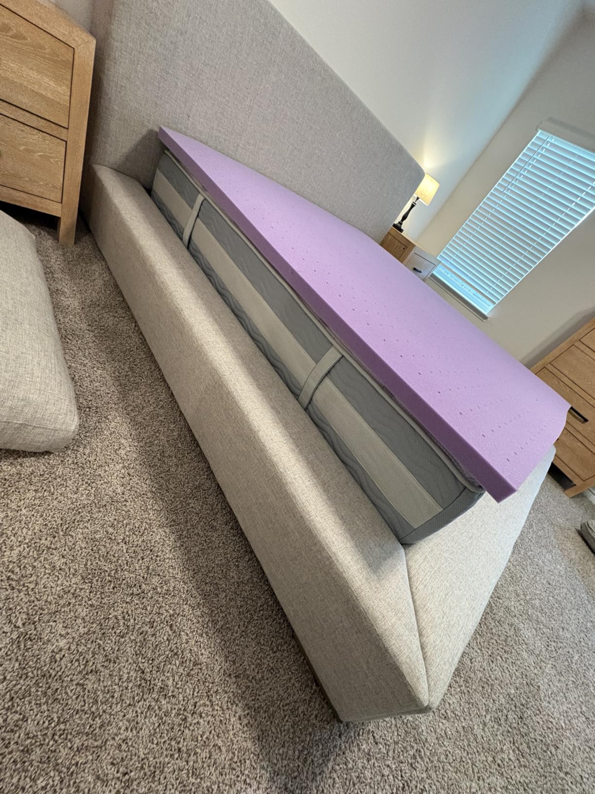 BDEUS Dual Layer 5 Inch Memory Foam Mattress Topper King Size, 2 Inch Gel Memory Foam Plus 3 Inch 1450 GSM Down Alternative Quilted Pillow Top Mattress Pad Cover, Dark Gray customer photo 2