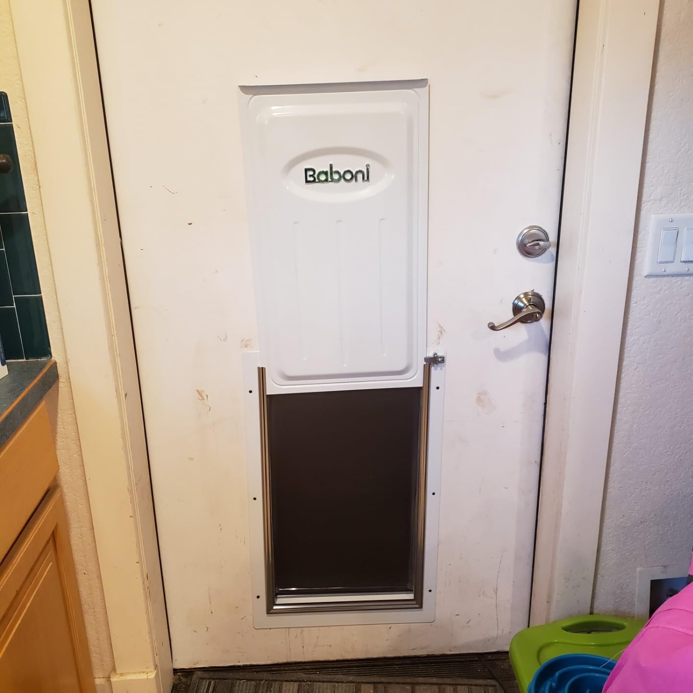 Baboni Dog Door for Door, Metal Frame, X-Large | Pets Up to 220 Lb, for Interior and Exterior Doors, Aluminum Lock, Metal Panel, Strong Magnetic Flaps customer photo 2