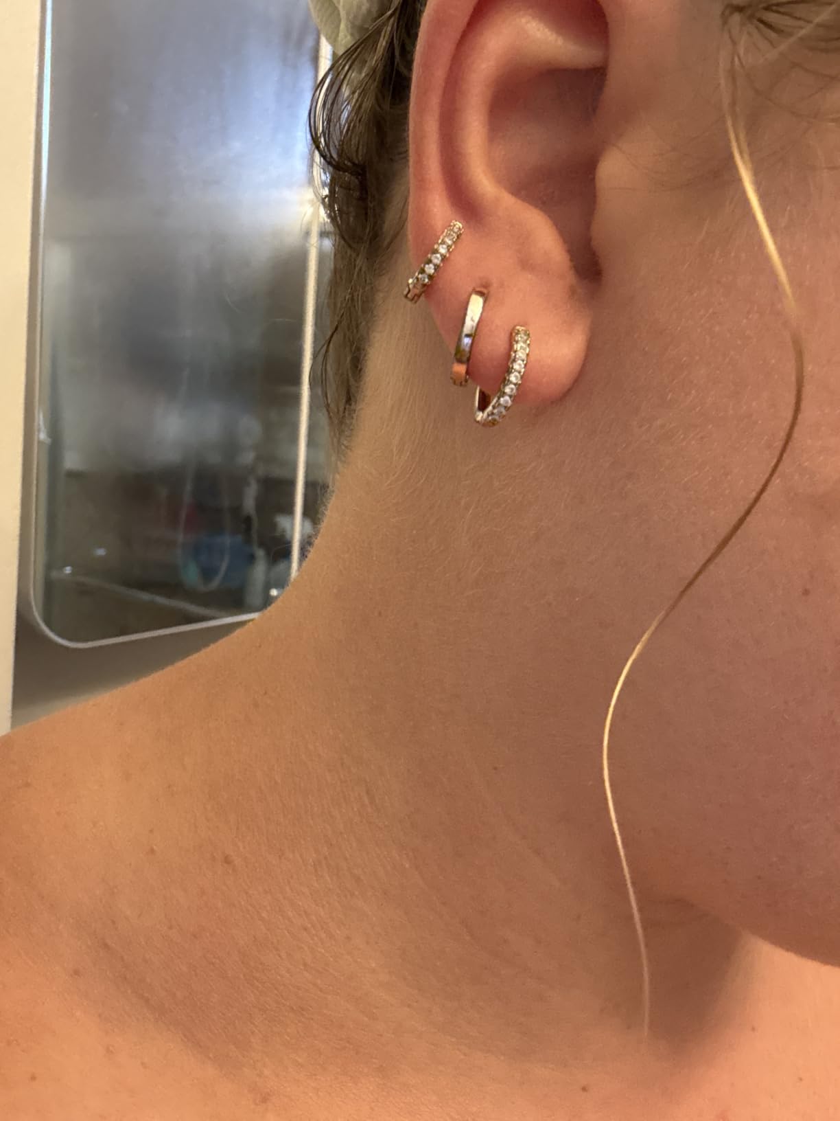 Cocadant 6 Pairs 925 Sterling Silver Small Hoop Earrings for Women,14k Real Gold Hypoallergenic Tiny Cubic Zirconia Cartilage Huggie Earring Sets for Multiple Piercing Trendy Jewelry 8/10/12mm customer photo 1