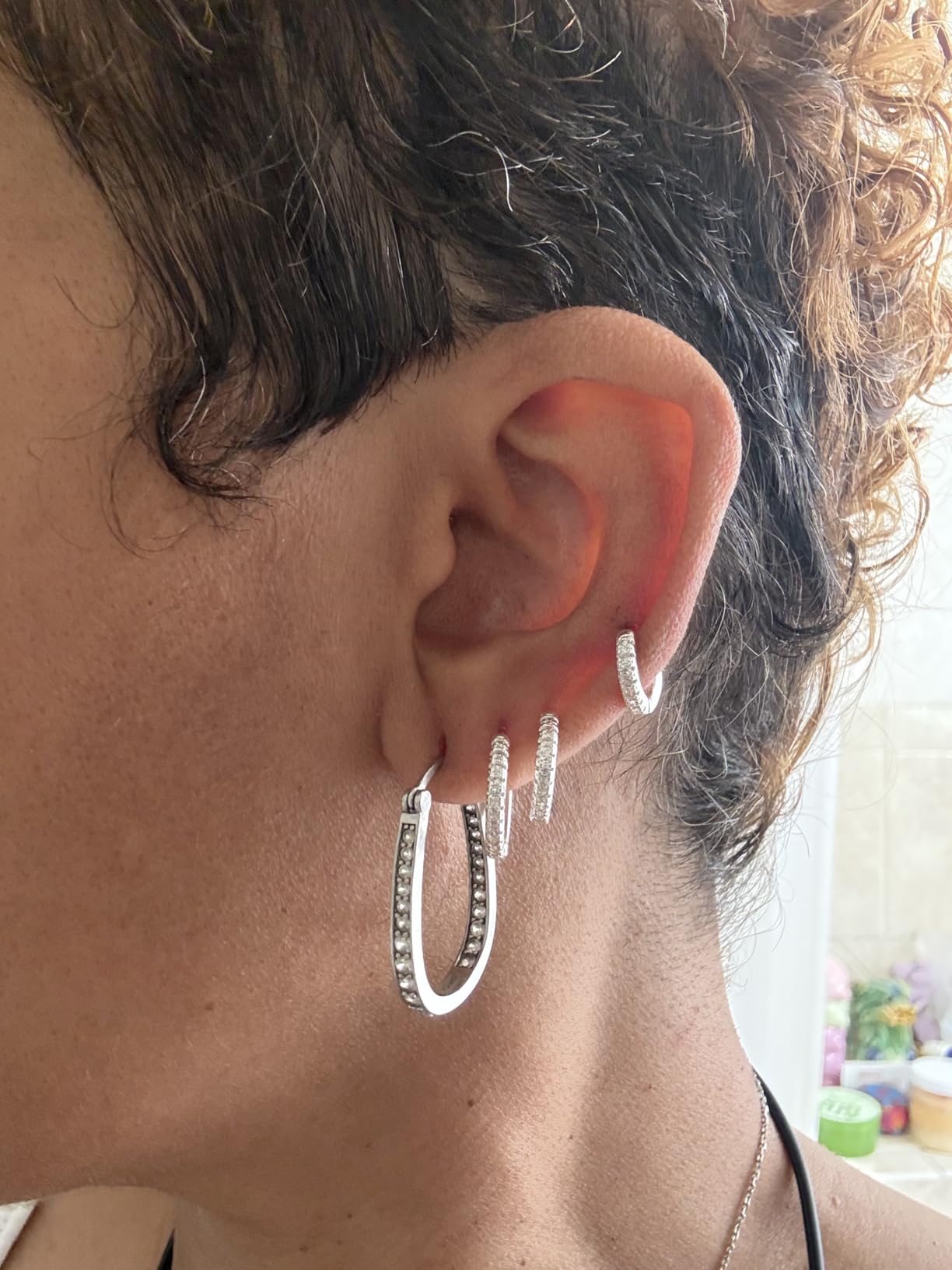 Cocadant 6 Pairs 925 Sterling Silver Small Hoop Earrings for Women,14k Real Gold Hypoallergenic Tiny Cubic Zirconia Cartilage Huggie Earring Sets for Multiple Piercing Trendy Jewelry 8/10/12mm customer photo 2