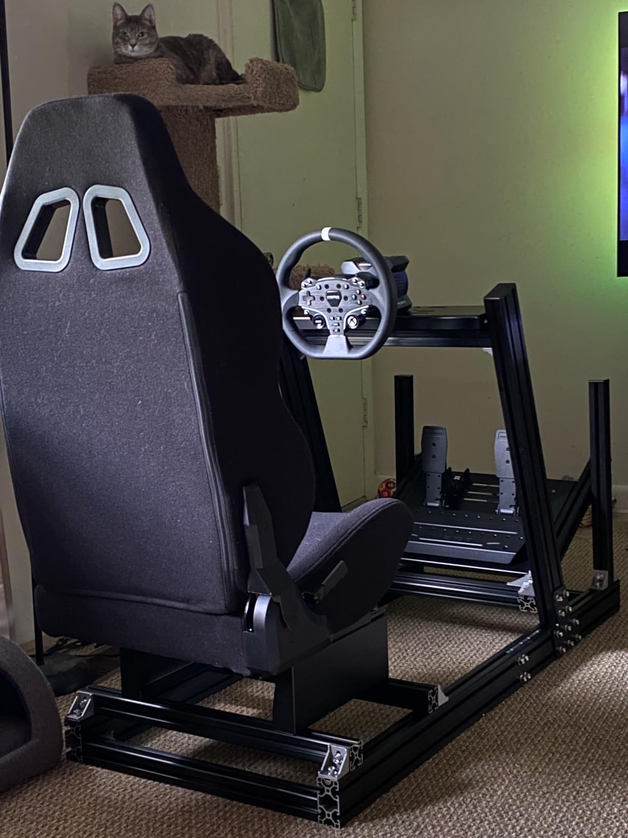 Marada Aluminum Profile Racing Simulator Cockpit with Seat, Unlimited Adjustment, Fit for Thrustmaster, for Fanatec, for Logitech G29 GPro, Sim Frame 8040, Not Include Steering Wheel Pedals Handbrake customer photo 1