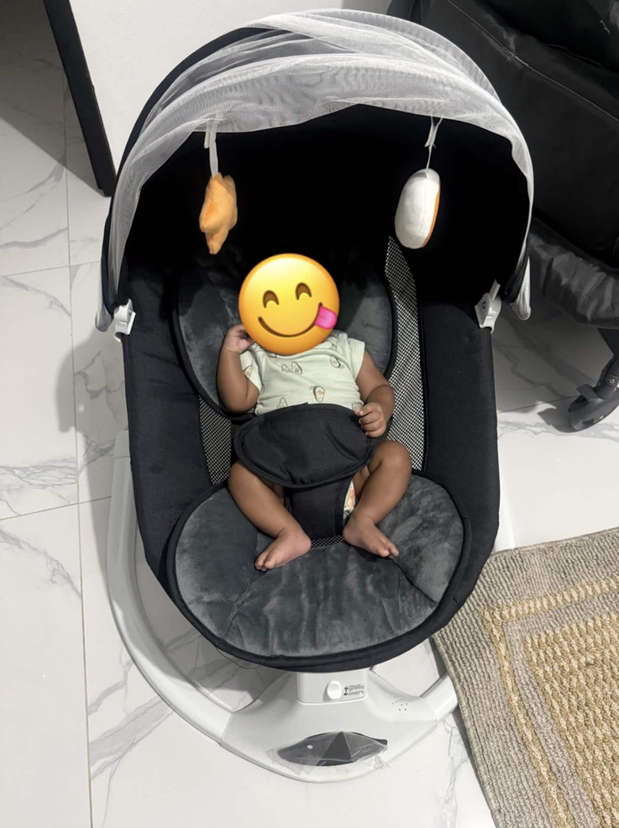 Electric Baby Swing with Remote Control, 5 Speeds & Portable & Cozy (0-12M, Pink) | Safety lock & secure harness, 12 melodies & Bluetooth, 8/15/30min timer, lightweight indoor/outdoor, soft washable seat, easy assembly customer photo 1