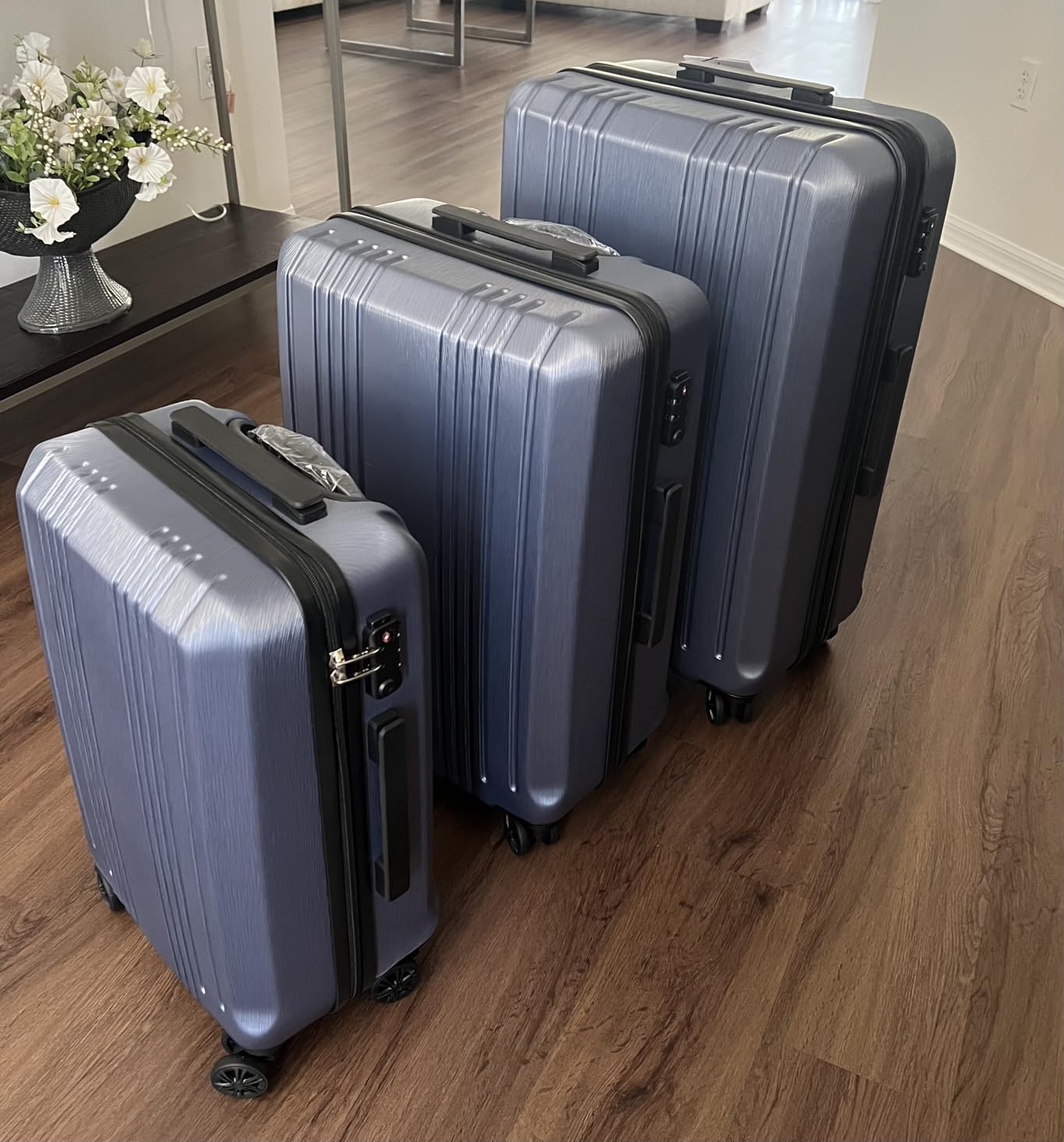 Coolife Luggage PC+ABS Hardshell Suitcase with TSA Lock, Spinner Carry On Lightweight (ice blue, S(20in_carry on)) customer photo 2