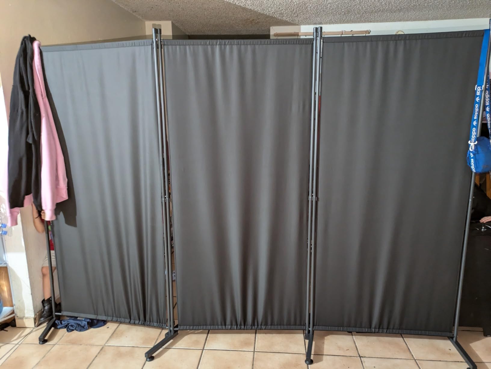 Room Divider 6 Panel-132''Wide Folding Privacy Screen, Large Partition Wall | Brake-equipped Wheels & Anti-Slip, Portable Fabric Room Divider Panel for Room Partition, Tall Wall Divider for Office, Studio customer photo 2