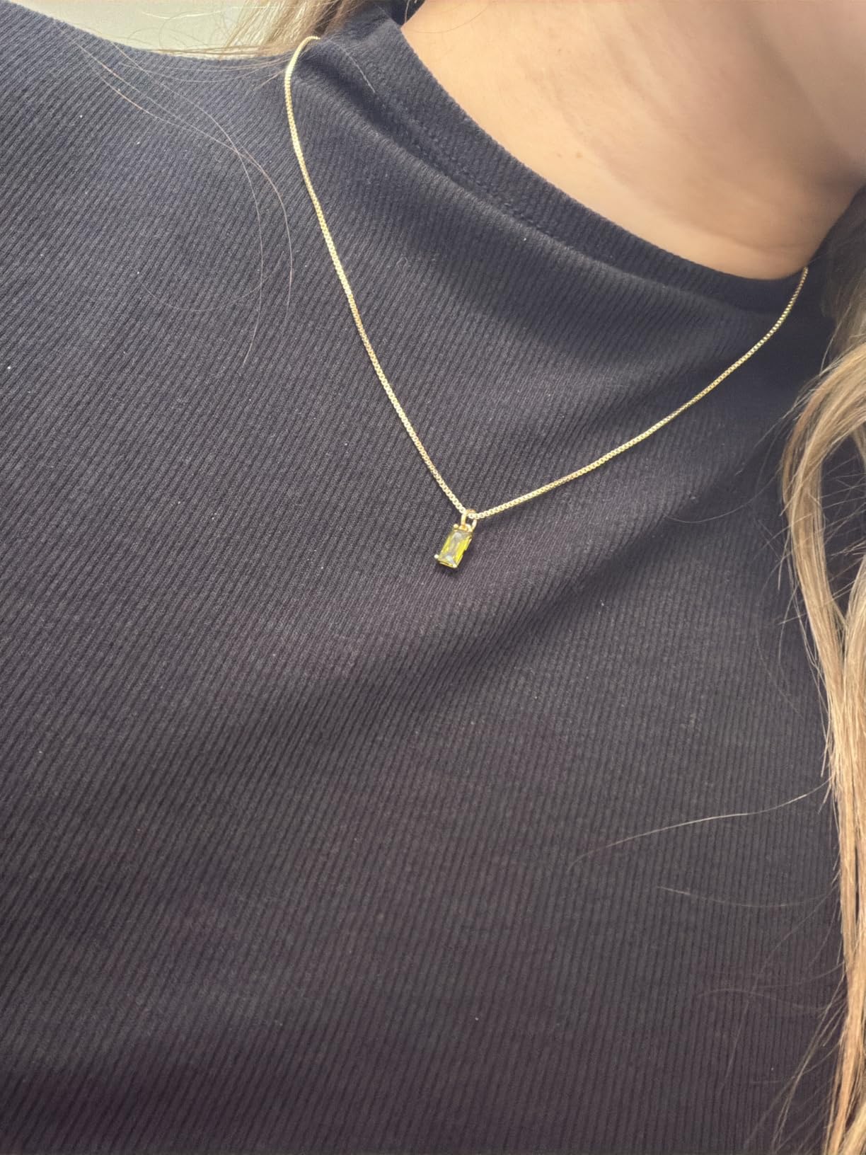 FUNEIA Diamond Necklaces for Women 14K Gold Plated Emerald Birthstone Necklace for Women Mothers Dainty Gold Necklace Blue Green Cubic Zirconia Pendant Necklace Birthday Gifts for Women Jewelry customer photo 2
