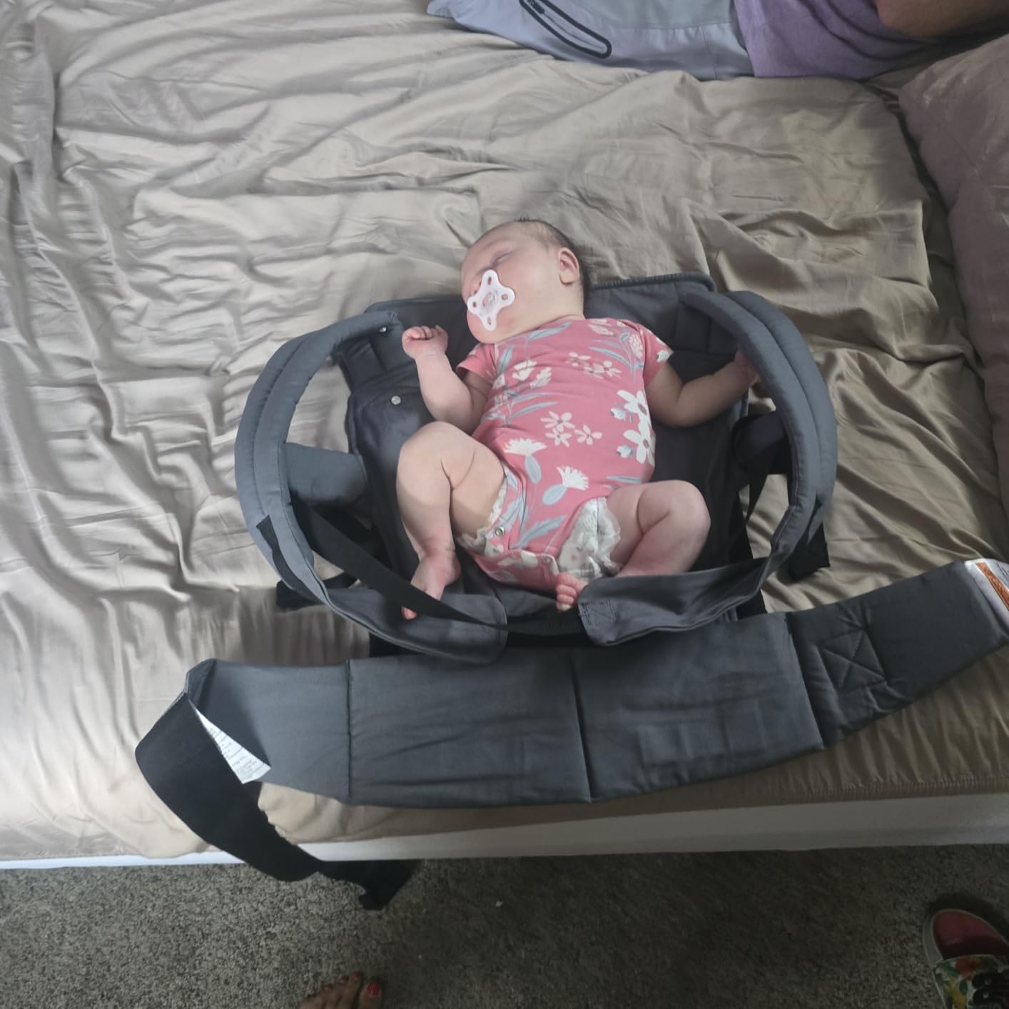 Momcozy Baby Carrier - Ergonomic, Cozy and Lightweight Carrier for 7-45lbs, Effortless to Put On, Ideal for Hands-Free Parenting, Enhanced Lumbar Support, Purehug for Infant to Toddler, Khaki customer photo 1