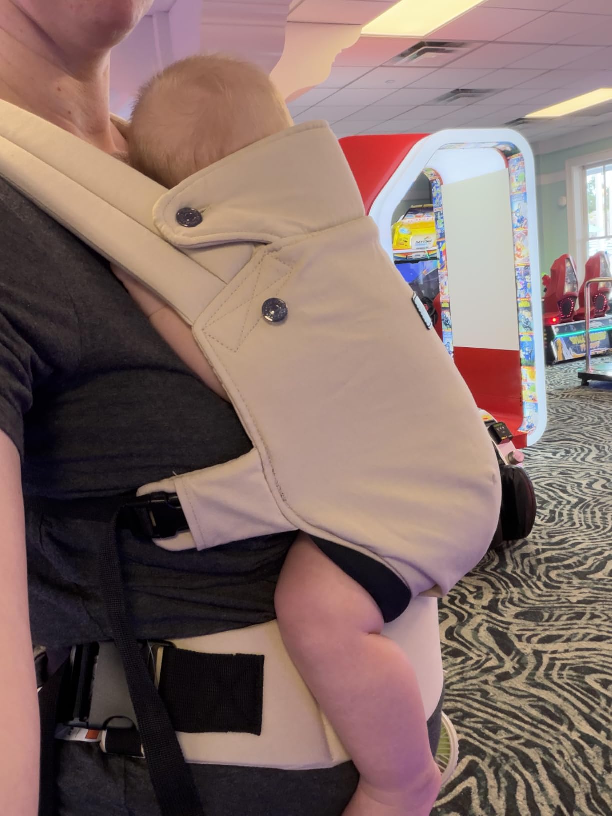 Momcozy Baby Carrier - Ergonomic, Cozy and Lightweight Carrier for 7-45lbs, Effortless to Put On, Ideal for Hands-Free Parenting, Enhanced Lumbar Support, Purehug for Infant to Toddler, Khaki customer photo 2