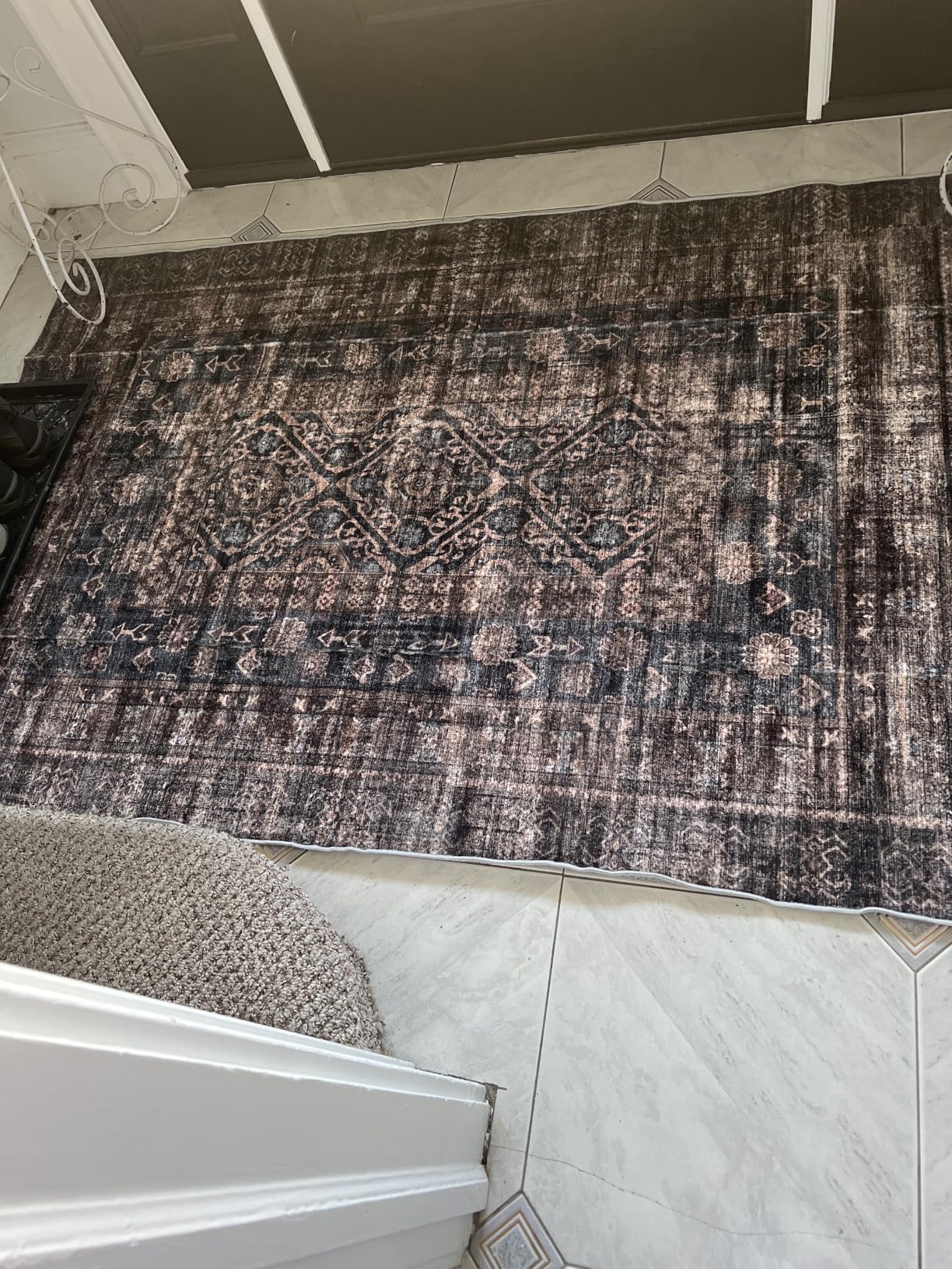 CHAMPLANT Area Rug 8x10 Washable Rug Brown Vintage Traditional Mat Distressed Indoor Foldable Thin Retro Accent Floral Non Slip Carpet Living Room Dining Room Office customer photo 1