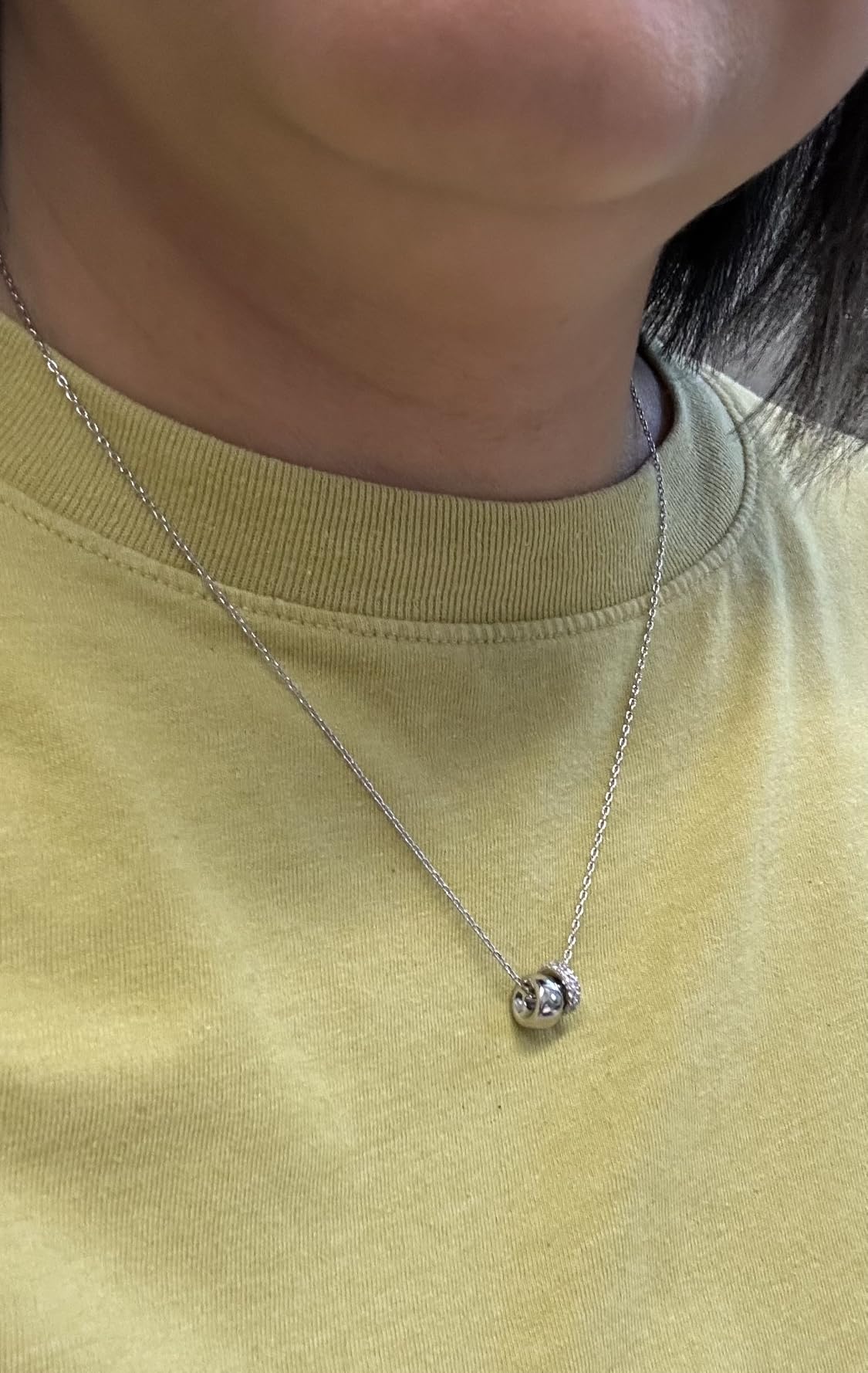 PAVOI 14K Gold Plated Pendant Necklace for Women | Two Distinct Rondelle Pendants with Cubic Zirconia | Sliding Chain Pendant | Trendy Fashion Jewelry customer photo 1