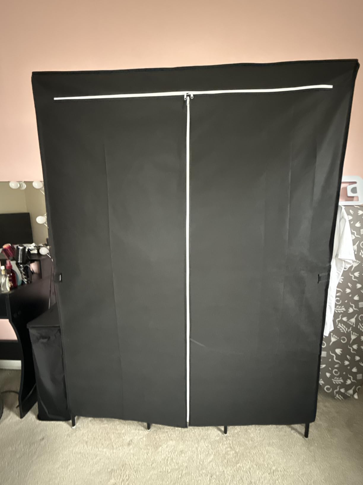 LOKEME Wardrobe Closet, Steel Pipe Diameter 19mm, Portable Closet for Bedroom | Strong and Sturdy Portable Closets for Hanging Clothes with 3 Hanging rods, 6 Storage Shelves and Side Pockets customer photo 2