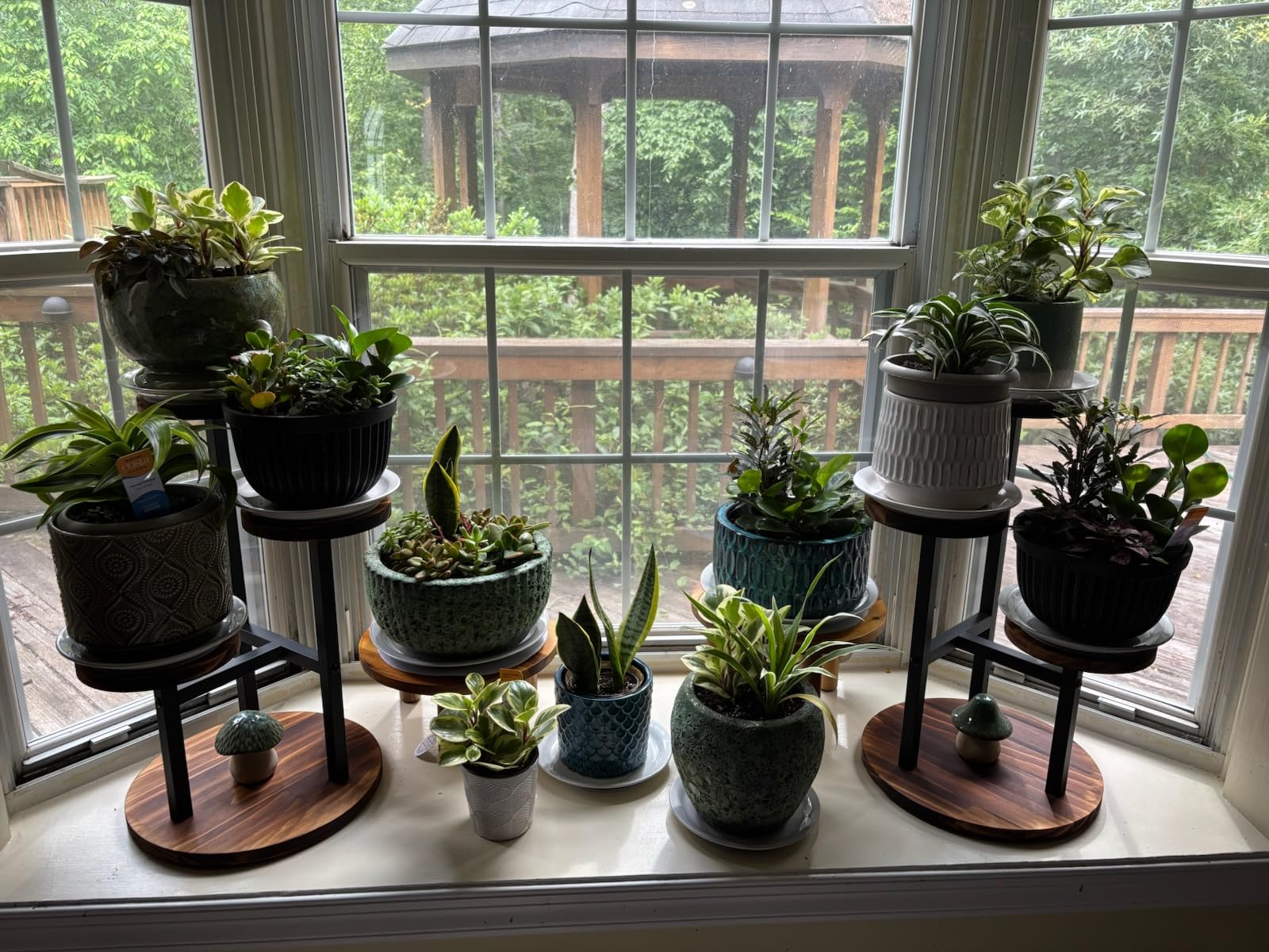 3 Tier Plant Stand Indoor | Metal Wood Plant Stands For Indoor Plants Multiple, Corner Tiered Flower Plants Shelf Stand for Living Room Bedroom, Brown customer photo 1