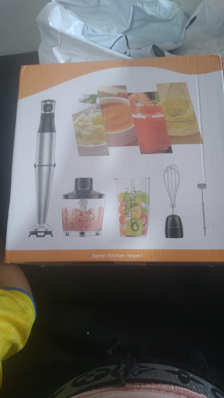 Turelar Immersion Blender Handheld Corded Hand Blenders Set 1100W, Trigger Variable Speed 5 in 1 Stick Emulsifier with Chopper, Whisk and Frother for Soup, Baby Food and Smoothies,Black customer photo 1