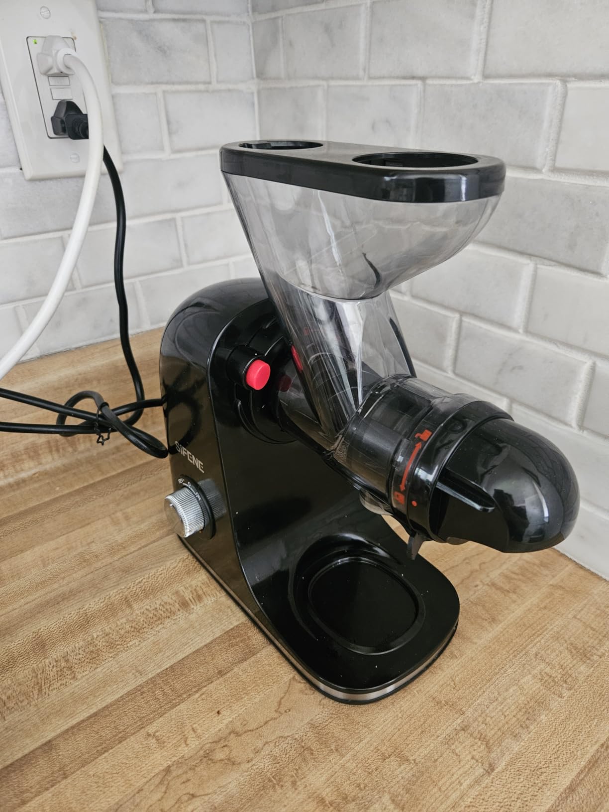 SIFENE Mini Slow Masticating Juicer, Dual Feed Chute, Quiet Motor, Gray | reverse function, easy-clean removable parts, compact countertop footprint, apples, carrots and celery prep, BPA-free parts customer photo 1