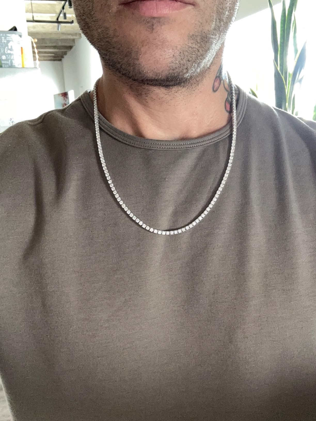 Gem's Beauty 4.59-112.00CT Moissanite Tennis necklaces Gifts 2-6.5mm D Color VVS1 Moissanite Chain Men 14k White Gold Plated 925 Sterling Silver Tennis necklaces for Women customer photo 1