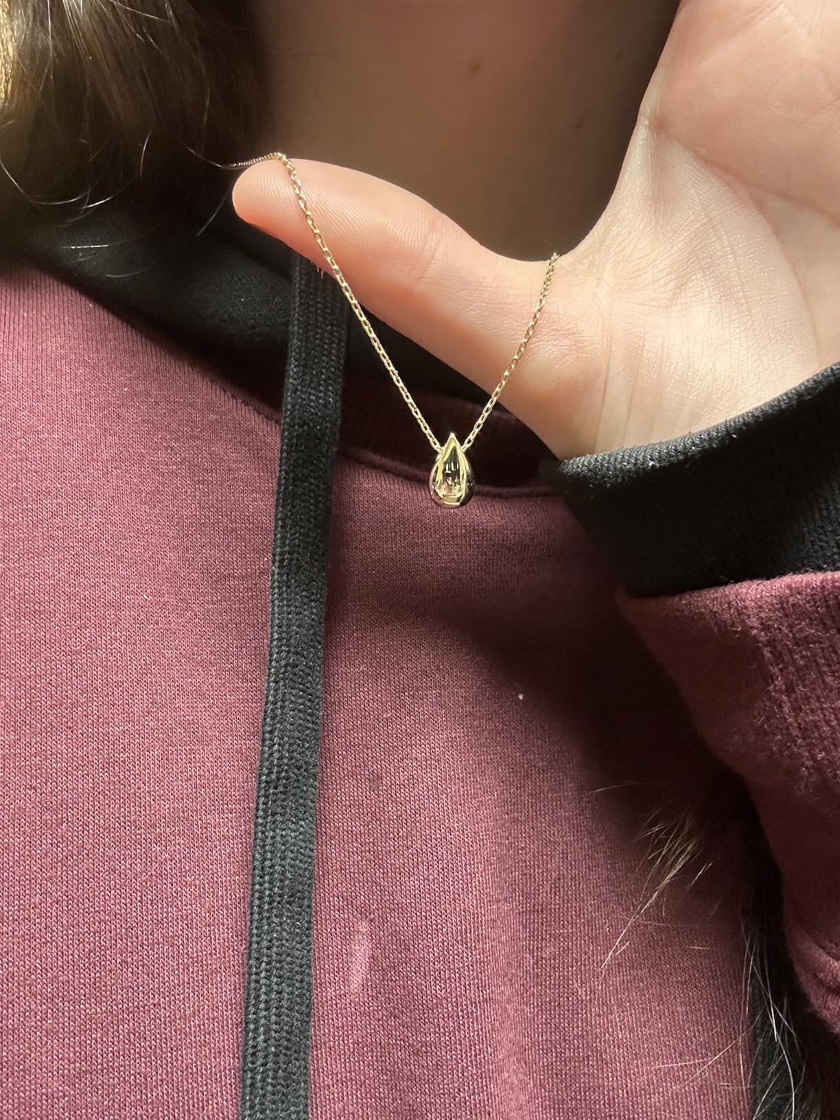 PAVOI 14K Gold Plated Dainty Pear Pendant Necklace for Women | Tear Pendant Necklaces customer photo 2