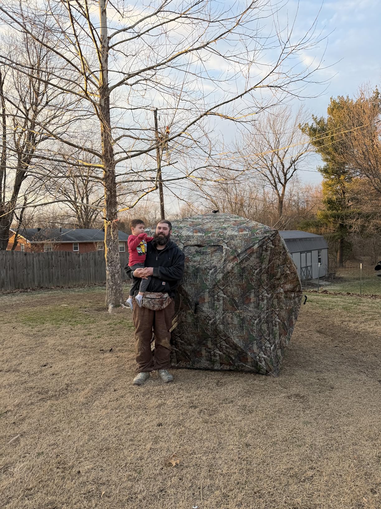 FUNHORUN Hunting Blind with Floor Mat, 360 Degree See Through Ground Blind with Carrying Bag, 2/3/4 Person Pop Up Camouflage Tent Portable Concealed Shelter customer photo 2