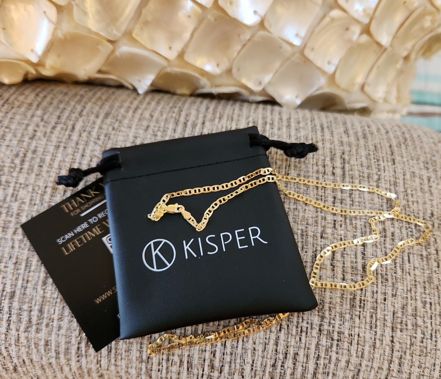 KISPER Gold Chain Necklace for Men and Women Plated 925 Sterling Silver | Made in Italy, figaro mariner curb, 3-3.5mm, 16-30 inches, anti-tarnish, hypoallergenic, lobster clasp customer photo 2