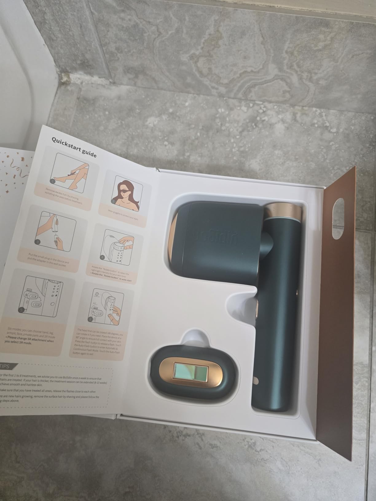 BoSidin Laser Hair Removal, IPL Hair Removal with Painless Ice-Cooling, 2-in-1 Face SR Rejuvenation, 6+1 Modes, 6 Levels Hair Removal for Women Permanent, Laser Hair Removal Kit with Shaver, Goggles customer photo 1