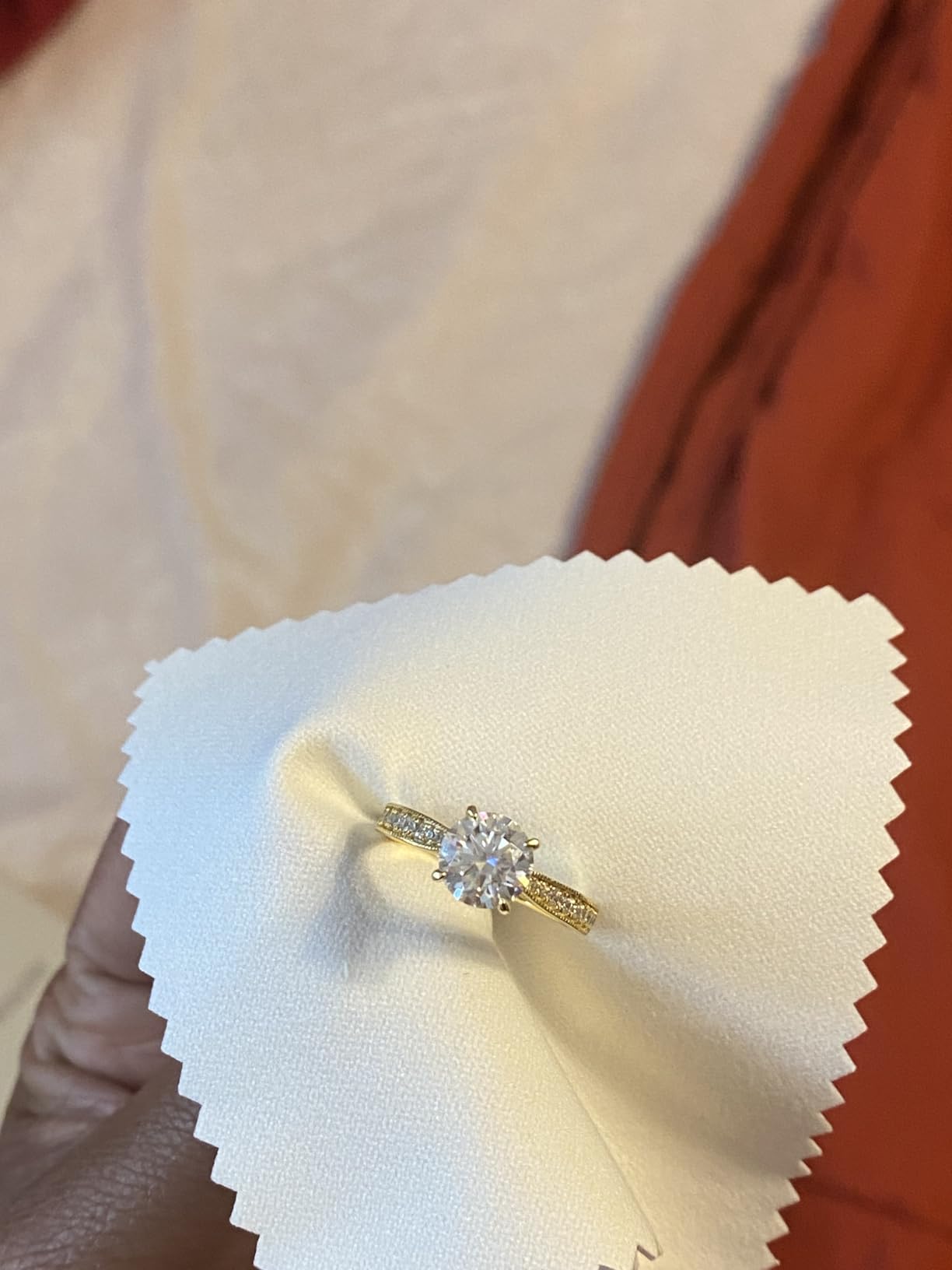 Round Moissanite Engagement Rings for Women, Women's 18K Yellow/White Gold Plated 925 Sterling Silver Engagement Ring Moissanite Promise Rings for Her,Wedding Band Ring 1.5/2/3/4/5CT. customer photo 2