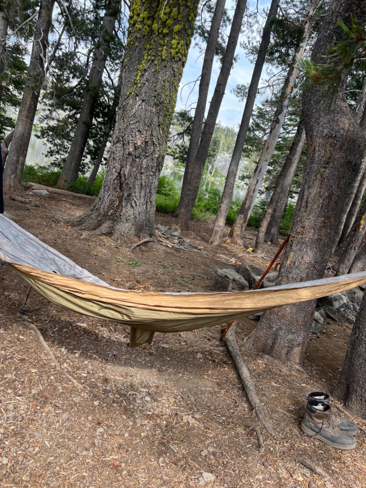 Camping Hammock, Portable Hammocks with Mosquito Net, Lightweight Nylon Parachute Hammock with 10ft Tree Straps, Camping Gear Must Haves for Travel Hiking Backpacking Beach Patio-Green&Khaki customer photo 1