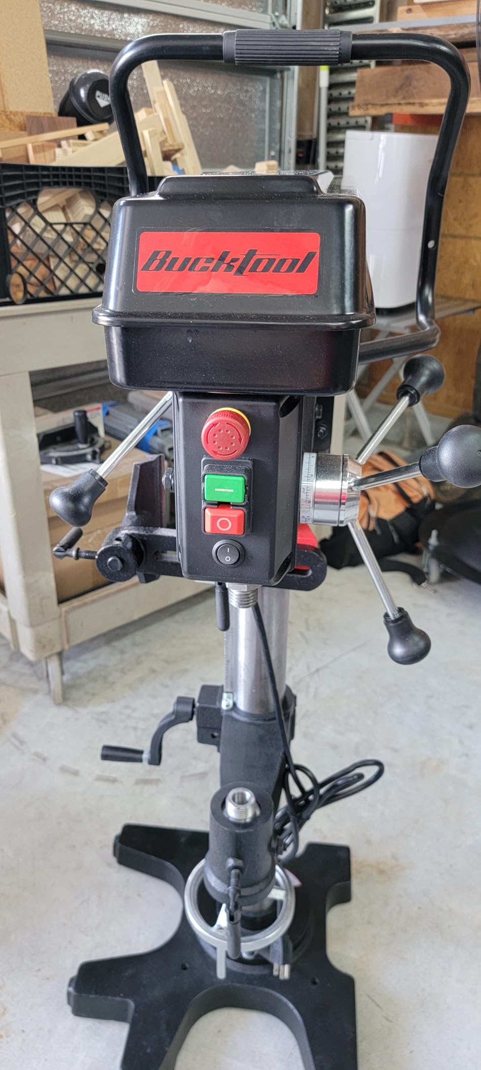 BUCKTOOL 3/4 HP 12-Inch Drill Press and 12 x 17 Wood Lathe Combo, 6.2 Amp | 580-3200 RPM Variable Speed, 5/8-Inch Chuck, 3-1/8-Inch Spindle Travel and Tool Rest for Benchtop Woodworking Lathe customer photo 2
