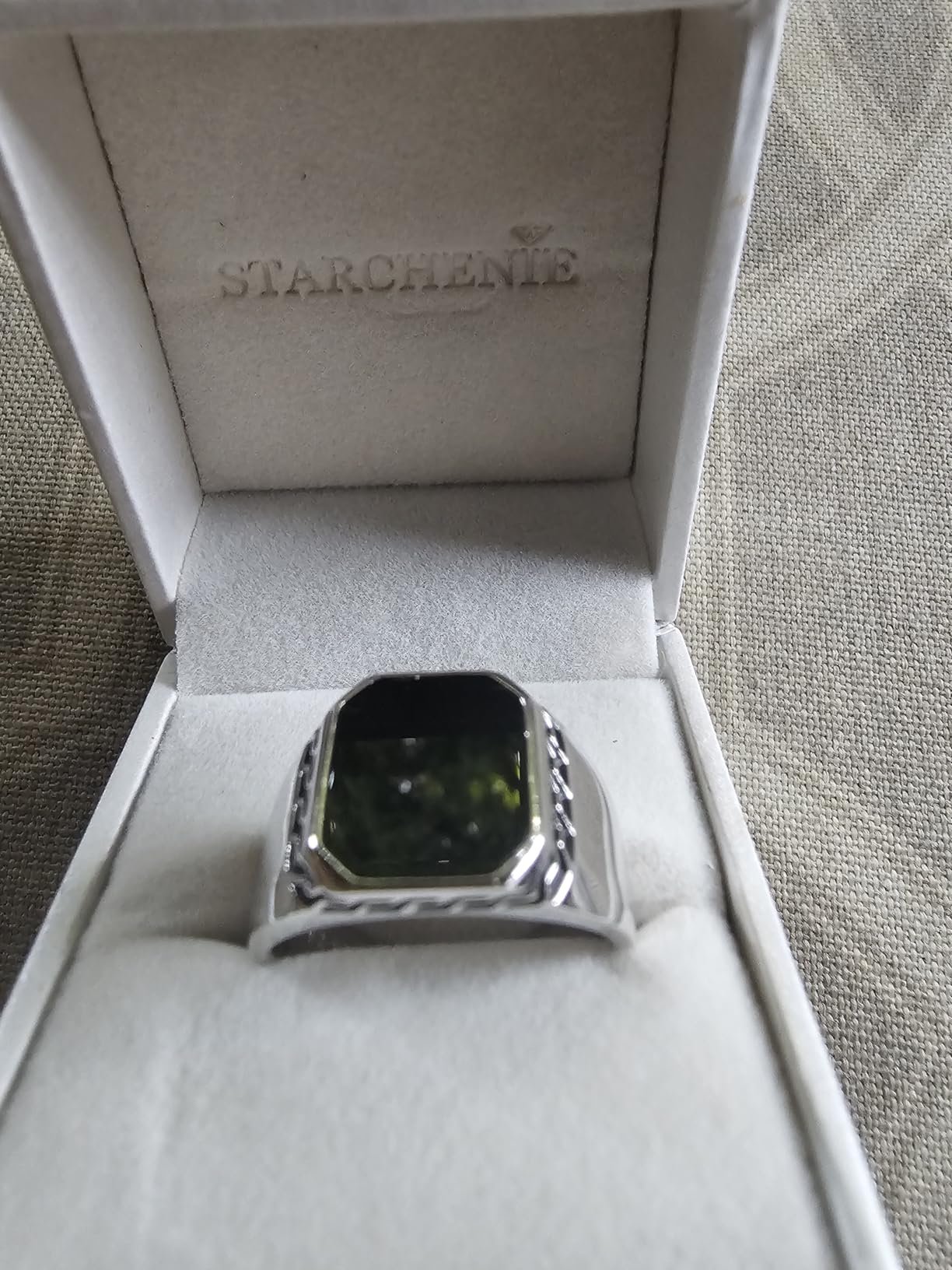 STARCHENIE Men's Genuine Black Onyx/Turquoise/Tiger Eye Sterling Silver Ring Vintage Square Gemstone Signet Pinky Ring for Men Jewelry Gift for Him Size 7-12 customer photo 2
