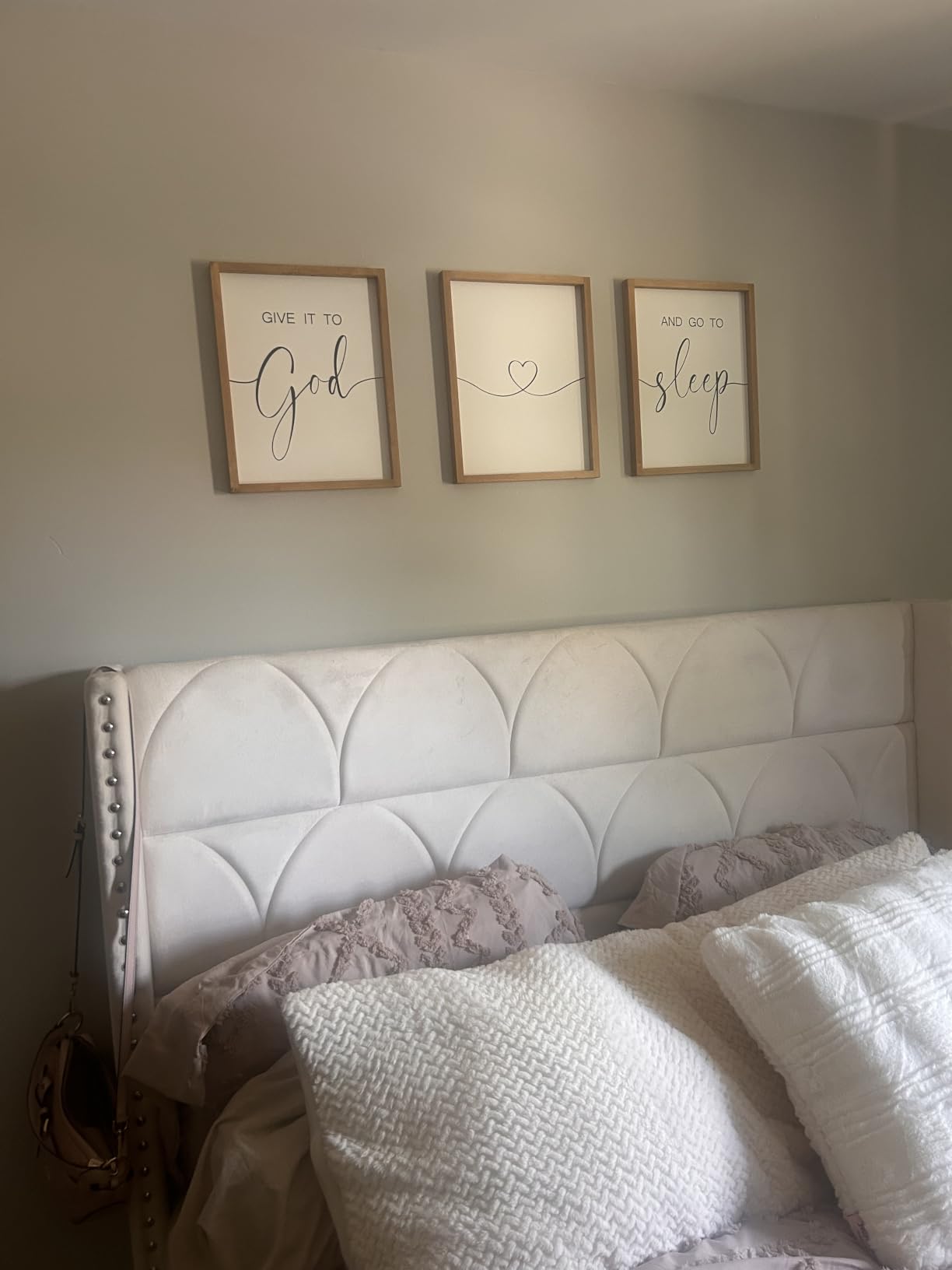Heiple Give It to God and Go to Sleep Sign Set of 3 Above Bed Wall Decor Farmhouse Bedroom Decor Wood Framed Art (11x14) customer photo 1