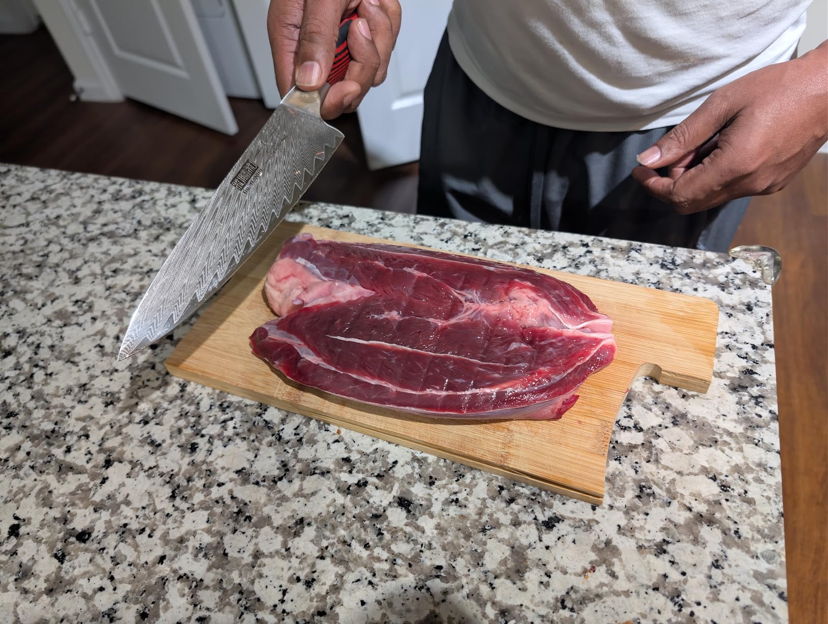 HOSHANHO Damascus Santoku Knife, 7 Inch Professional Japanese Kitchen Knife | 67 Layers Damascus Steel, Ultra Sharp Chef Knife with Ergonomic G10 Handle, Cooking Knife for Meat, Vegetables & Gift Box customer photo 1