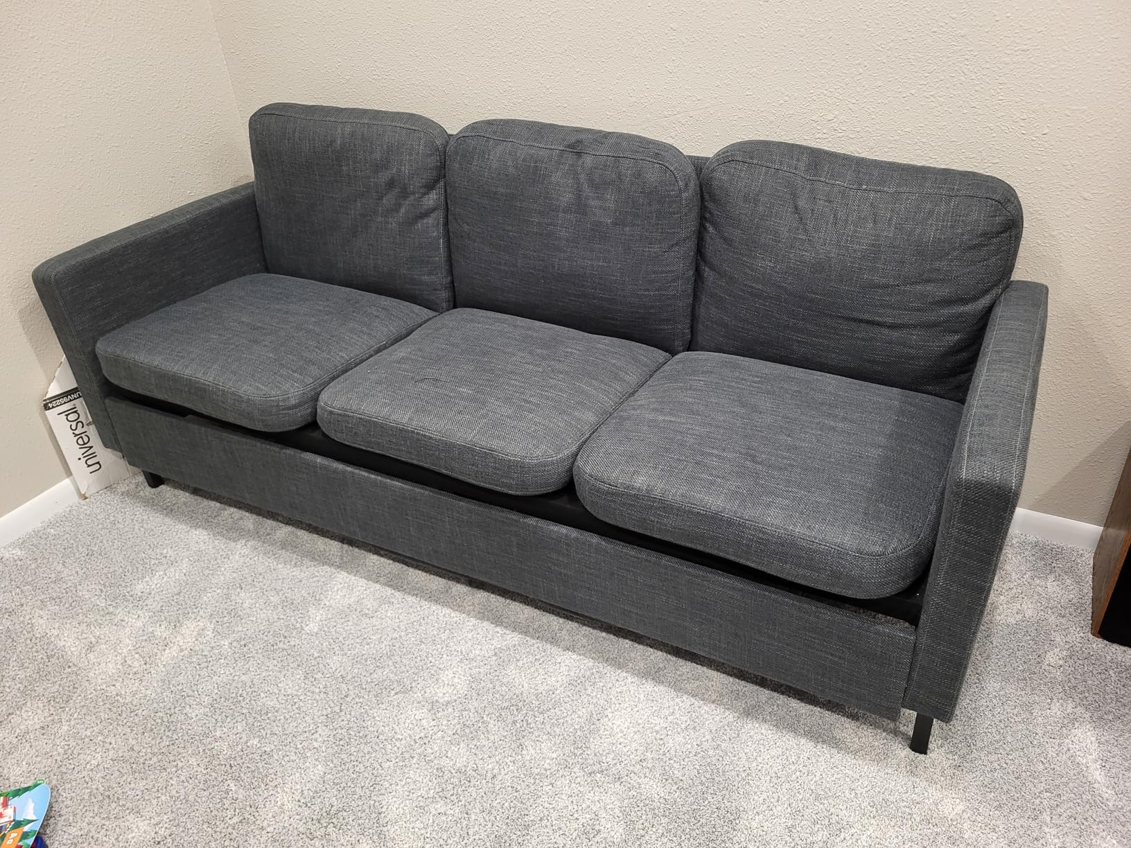 72'' Black Faux Leather 3-Seater Couch with USB, Small Sofa for Living Room | STHOUYN, 2 USB Charging Ports, Modern Comfy Couch, Small Sofa, Living Room Couch, Apartment, Bedroom, Office, Small Spaces customer photo 1