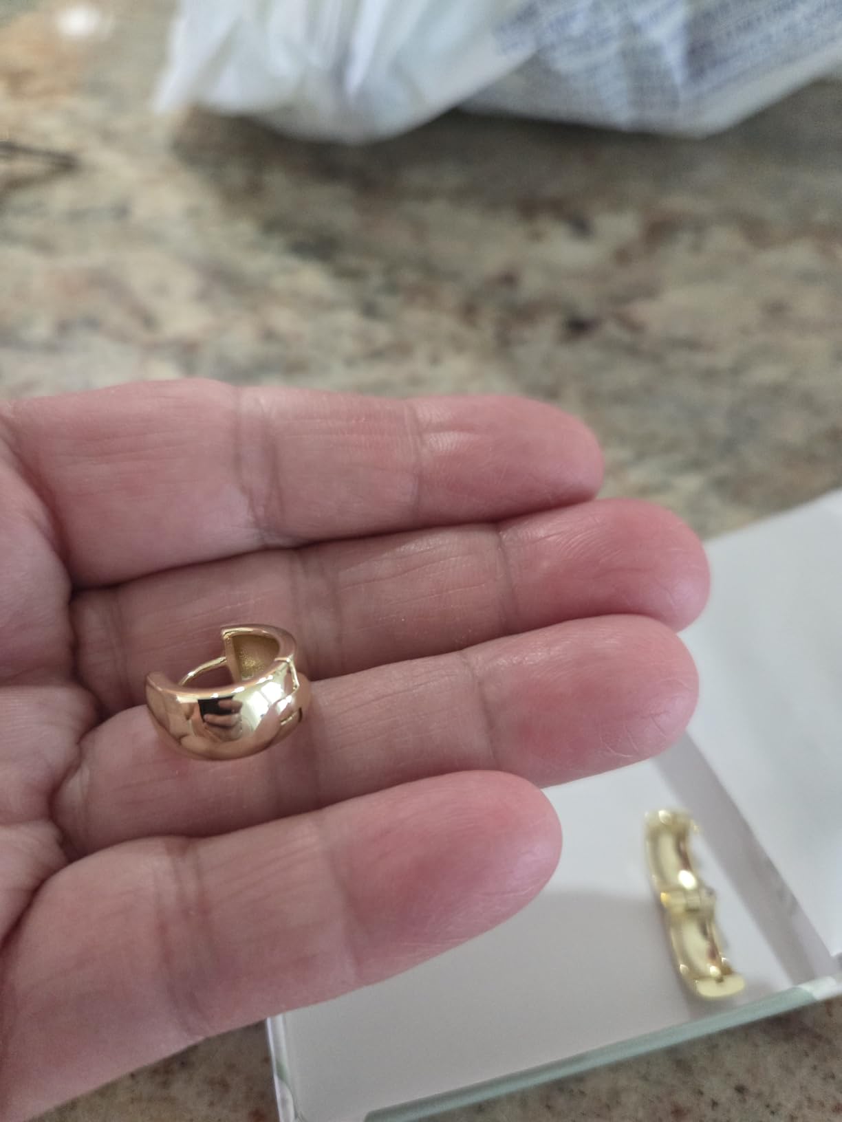 Chunky Hoop Earrings for Women Small Huggie Hoops Earrings Fashion Jewelry | 14k Gold Plated Hypoallergenic Thick Gold Silver Hoop Earrings Trendy Jewelry Gift Box, Daily Wear customer photo 2