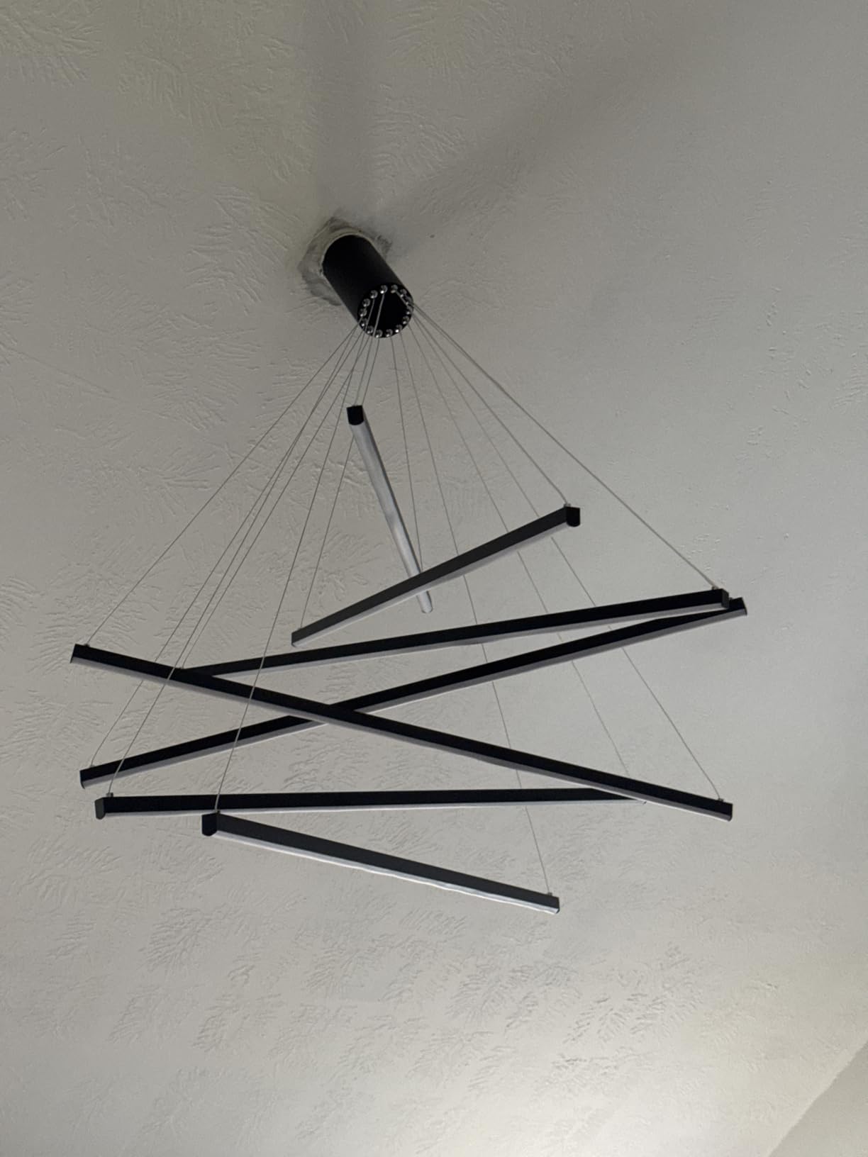 JAYMP Modern LED Chandeliers Dimmable Pendant Light Fixture for High Ceiling Living Room Dining Room Staircase Restaurant Sputnik Floating Sculptural Art Hanging Lamp (Black, 9-Lights) customer photo 1