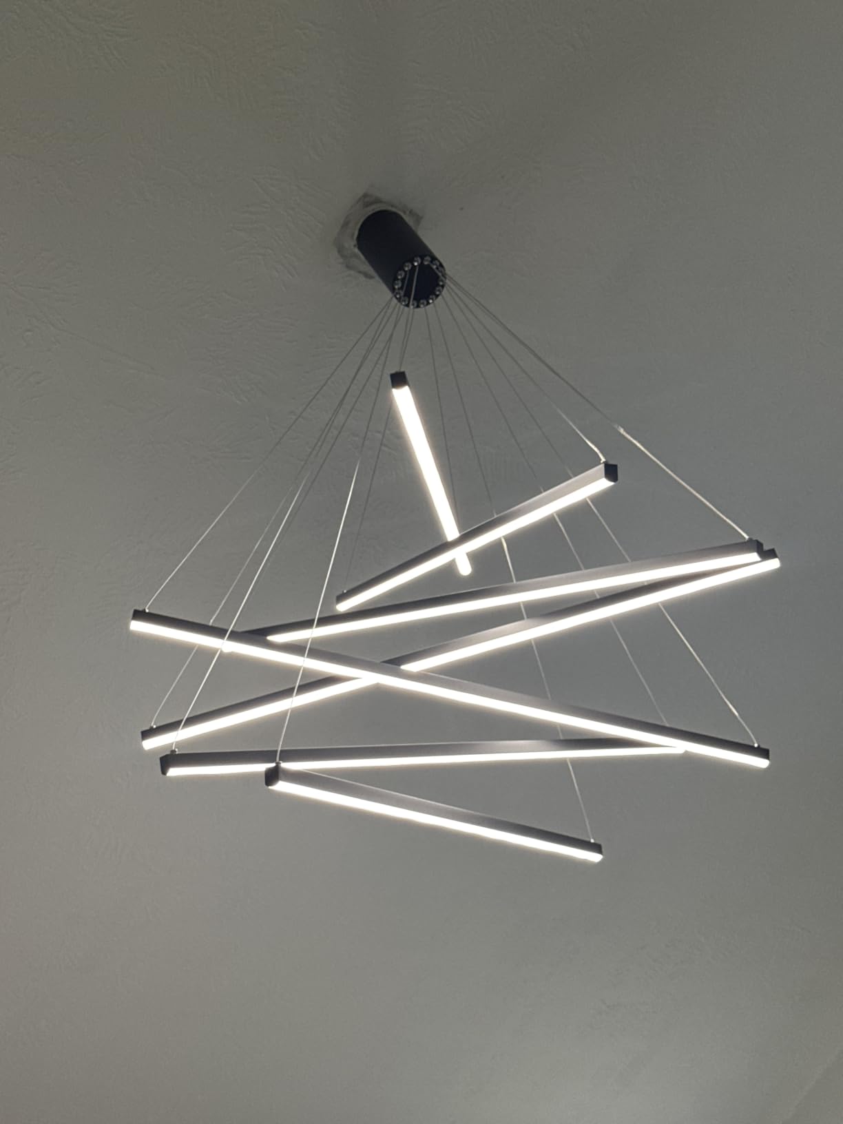 JAYMP Modern LED Chandeliers Dimmable Pendant Light Fixture for High Ceiling Living Room Dining Room Staircase Restaurant Sputnik Floating Sculptural Art Hanging Lamp (Black, 9-Lights) customer photo 2