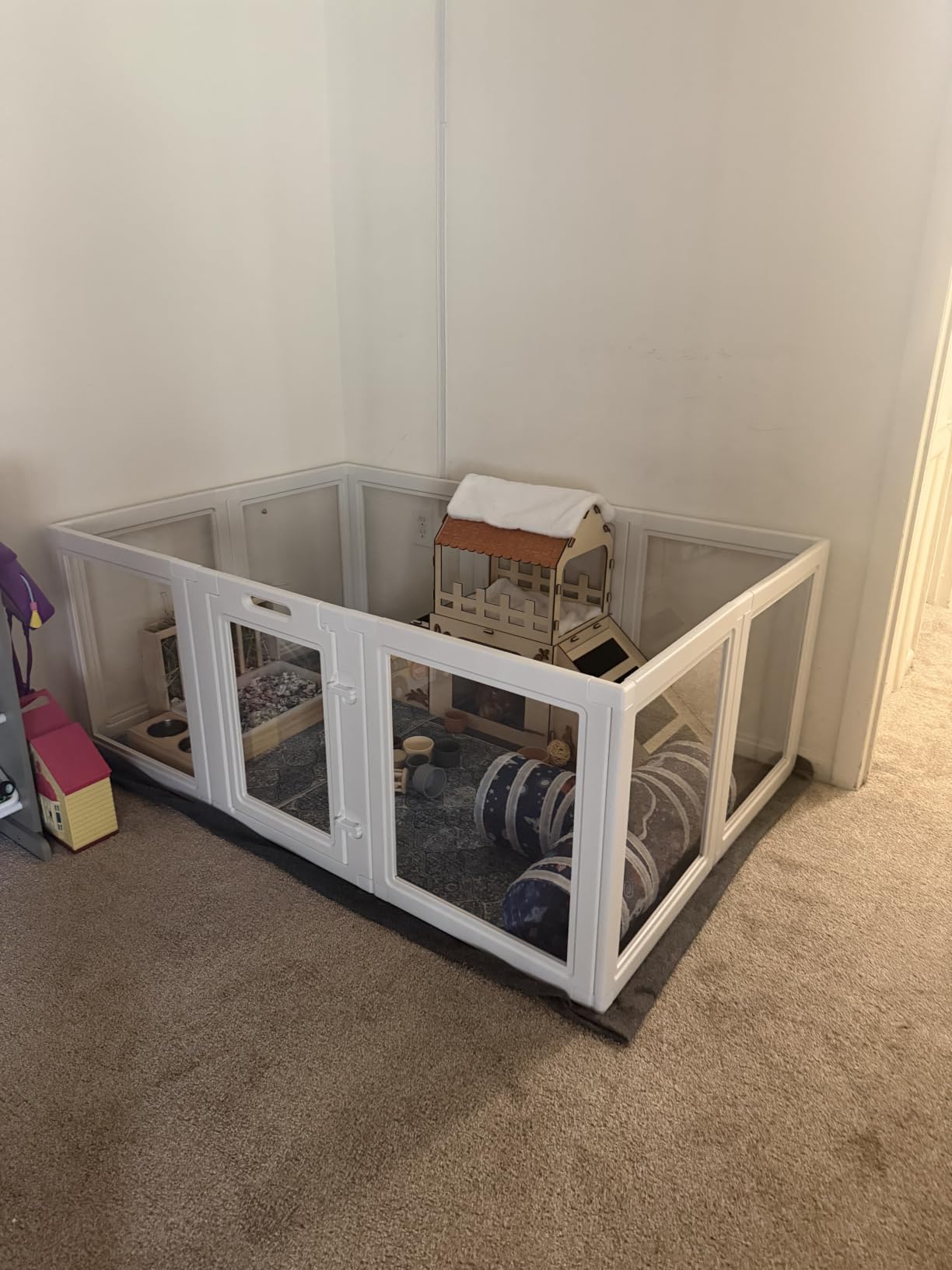 EVERFRONT Clear Acrylic Dog Playpen - Clear Dog Play Pen - Easy Assemble Acrylic Dog Playpen - Puppy Playpen, Cat Playpen, Small Animal Playpen, Dog Play Pen Indoors (24