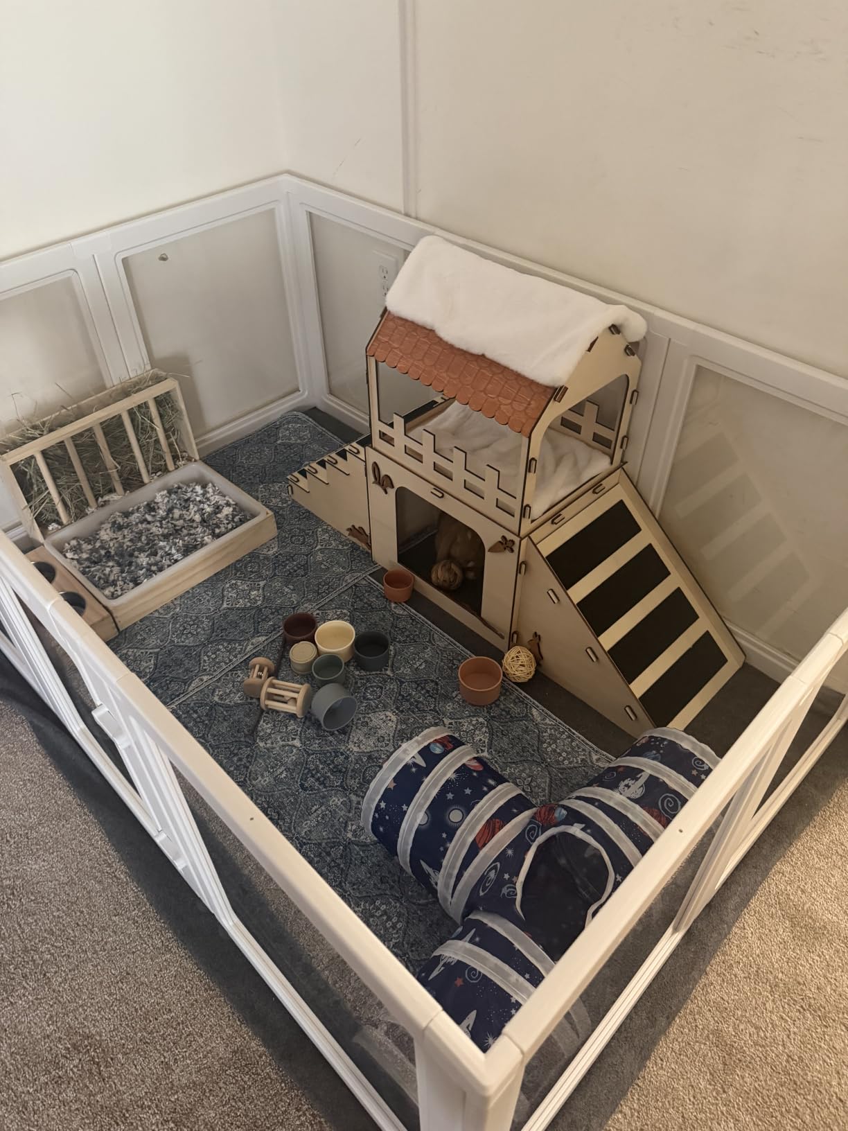 EVERFRONT Clear Acrylic Dog Playpen - Clear Dog Play Pen - Easy Assemble Acrylic Dog Playpen - Puppy Playpen, Cat Playpen, Small Animal Playpen, Dog Play Pen Indoors (24