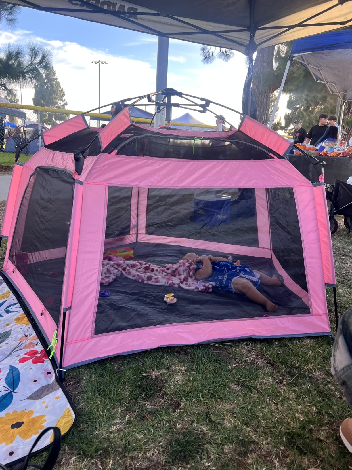 Baby Playpen Pop-up Tent - Outdoor & Indoor Play Tent for Beach with Canopy Travel Bag Portable Play Yard for Babies & Toddlers (Gray) customer photo 1