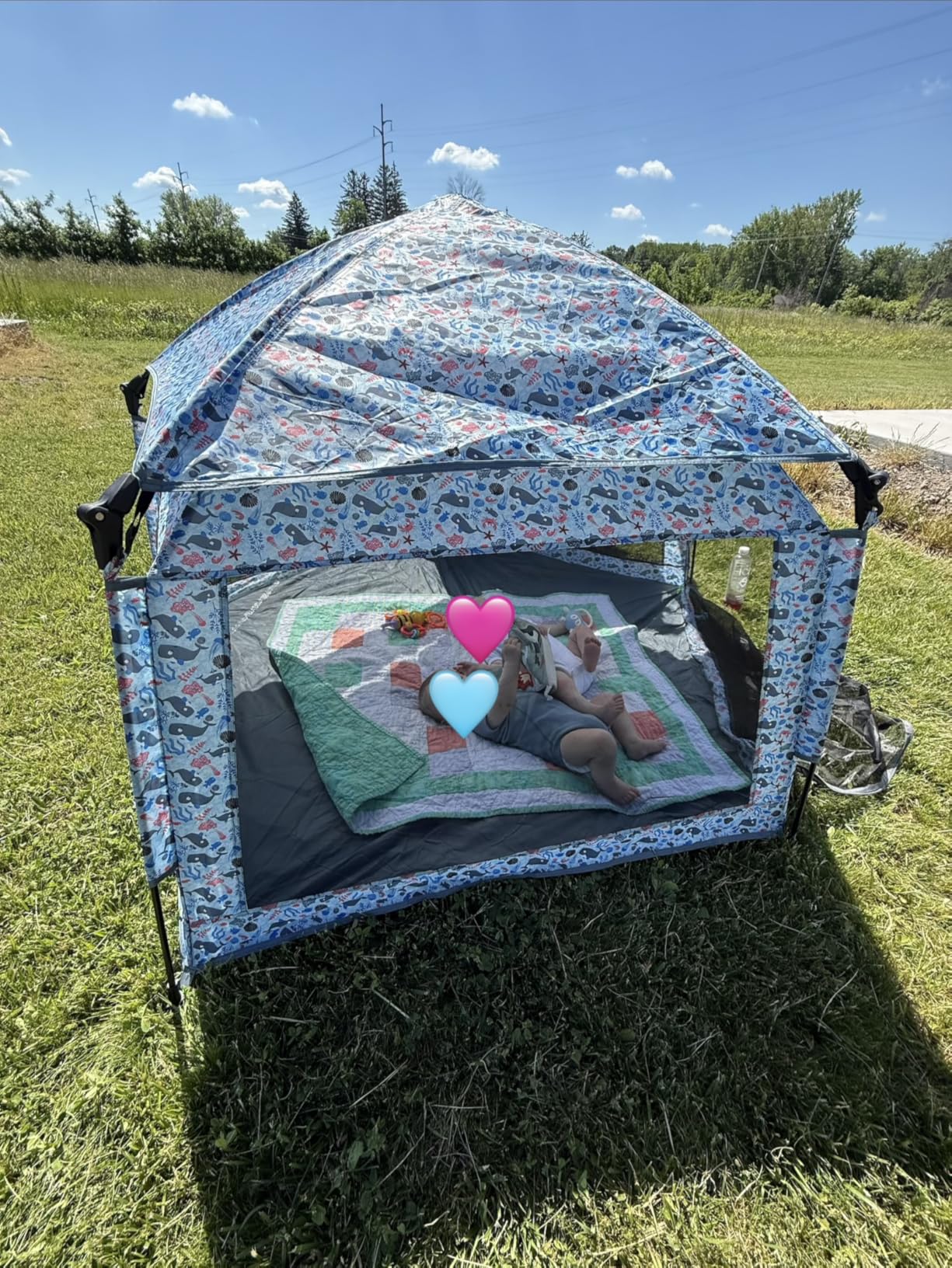 Baby Playpen Pop-up Tent - Outdoor & Indoor Play Tent for Beach with Canopy Travel Bag Portable Play Yard for Babies & Toddlers (Gray) customer photo 2