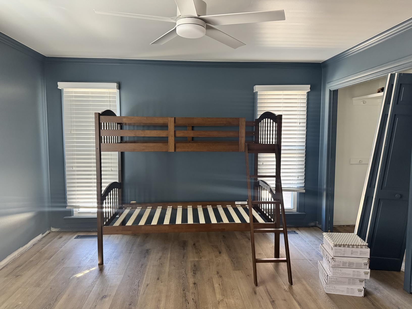 Storkcraft Long Horn Twin-Over-Twin Bunk Bed, Hazelnut | GREENGUARD Gold Certified, Converts to 2 Individual Twin Beds, Wood Bunk Bed for Kids Bedroom, No Box Spring Required customer photo 1