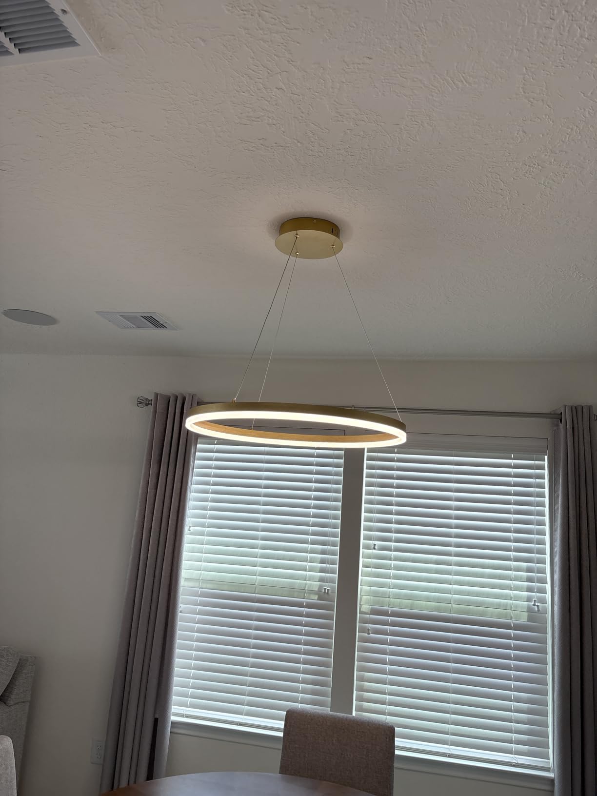 5-Rings D31.5in Modern LED Chandelier Gold Dimmable High Ceiling Chandeliers Foyer with Remote Control for Entryway Living Room Dining Room Staircase, 3000K-6500K customer photo 1