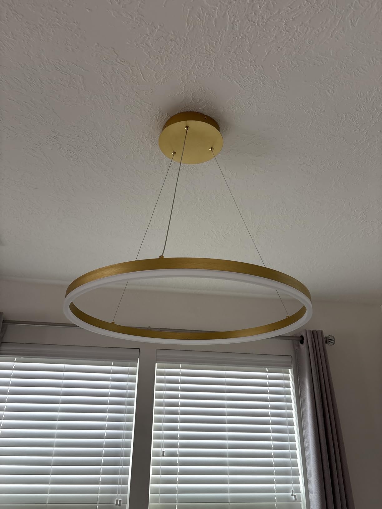 5-Rings D31.5in Modern LED Chandelier Gold Dimmable High Ceiling Chandeliers Foyer with Remote Control for Entryway Living Room Dining Room Staircase, 3000K-6500K customer photo 2