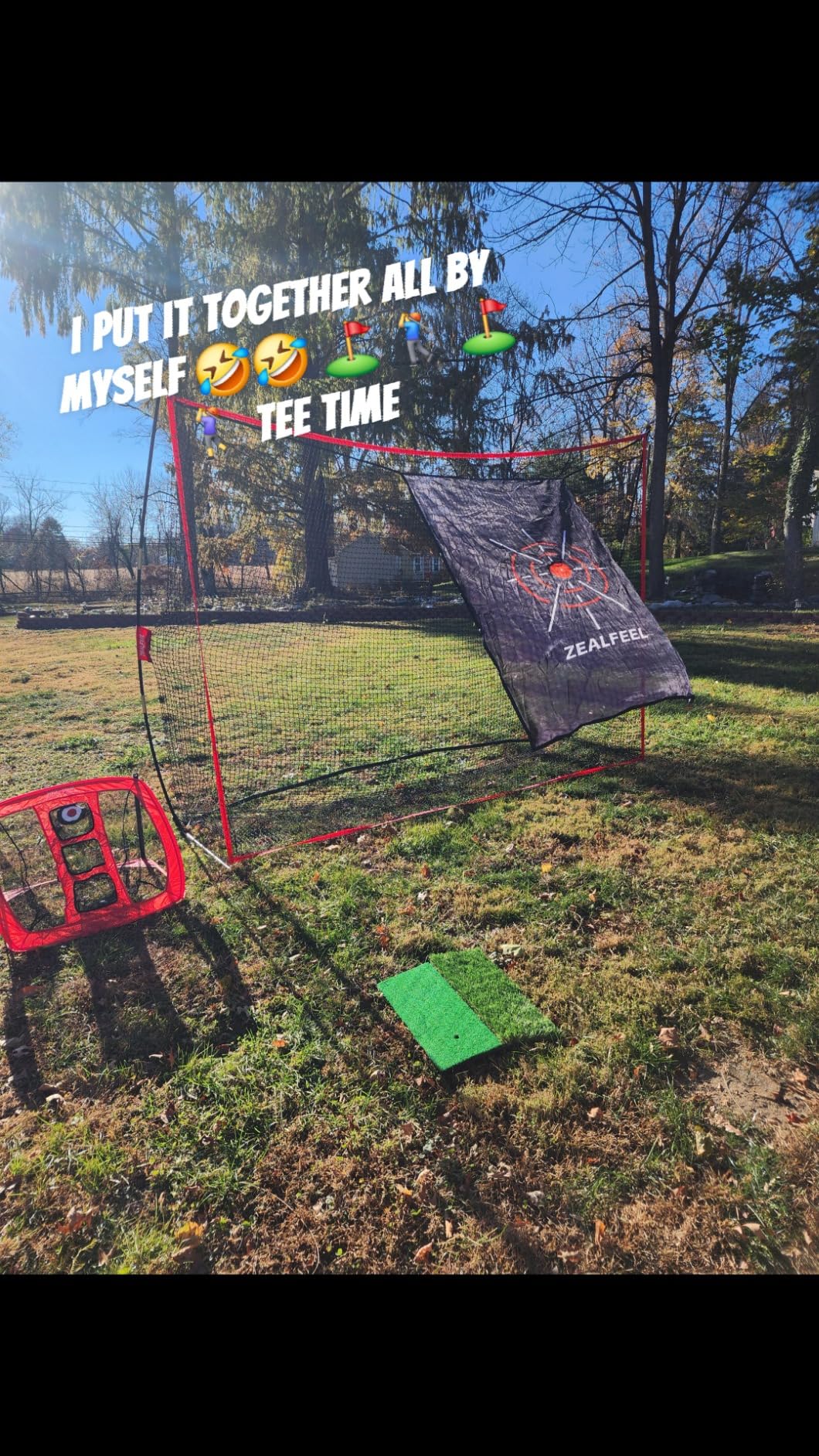 ZEALFEEL Golf Net, 10 x 7 ft Hitting Practice Set with Chipping Net - Foldable Mat, Silk Target, 8 Tees, 6 Balls & Carry Bag, For Backyard Driving, Chipping and Indoor or Outdoor Practice customer photo 1