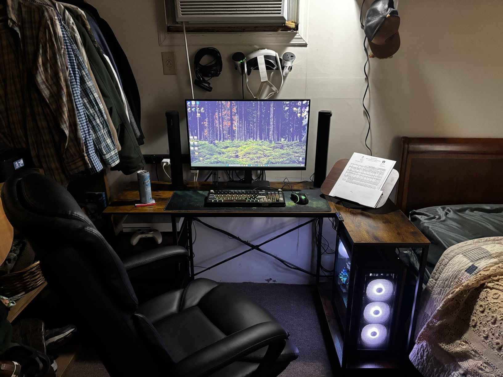 Huuger L Shaped Office Desk with Power Outlets, 47 Inch Computer Desk with 3 Drawers, Shelves, for Gaming, Corner Work, Home Office, Study, Rustic Brown customer photo 1