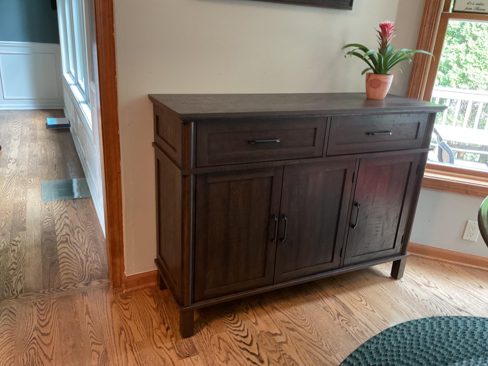 48 Inches Buffet Cabinet with Storage, Farmhouse Sideboard Buffet w/2 Drawers and 3 Doors, Wood Coffee Bar Cabinet with Adjustable Shelves, Sideboard Storage for Kitchen, Living Room, Black customer photo 1