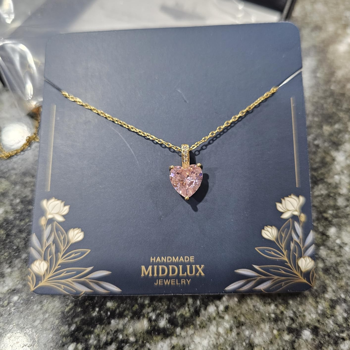 Genuine Birthstone Necklace for Women, Heart Love Necklace, Birthday Gifts for Her customer photo 1