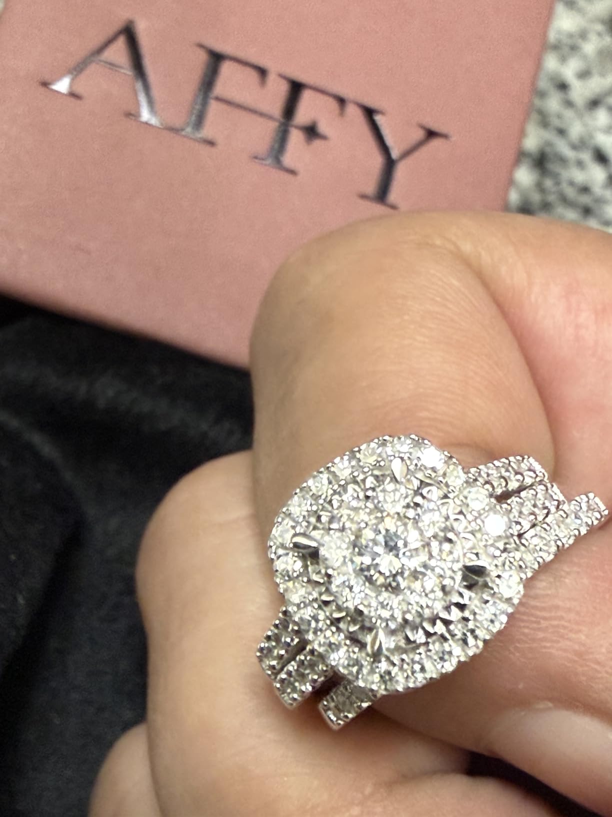 Bridal Set Rings for Women Lab Grown Diamond Halo Wedding Engagement Ring customer photo 2