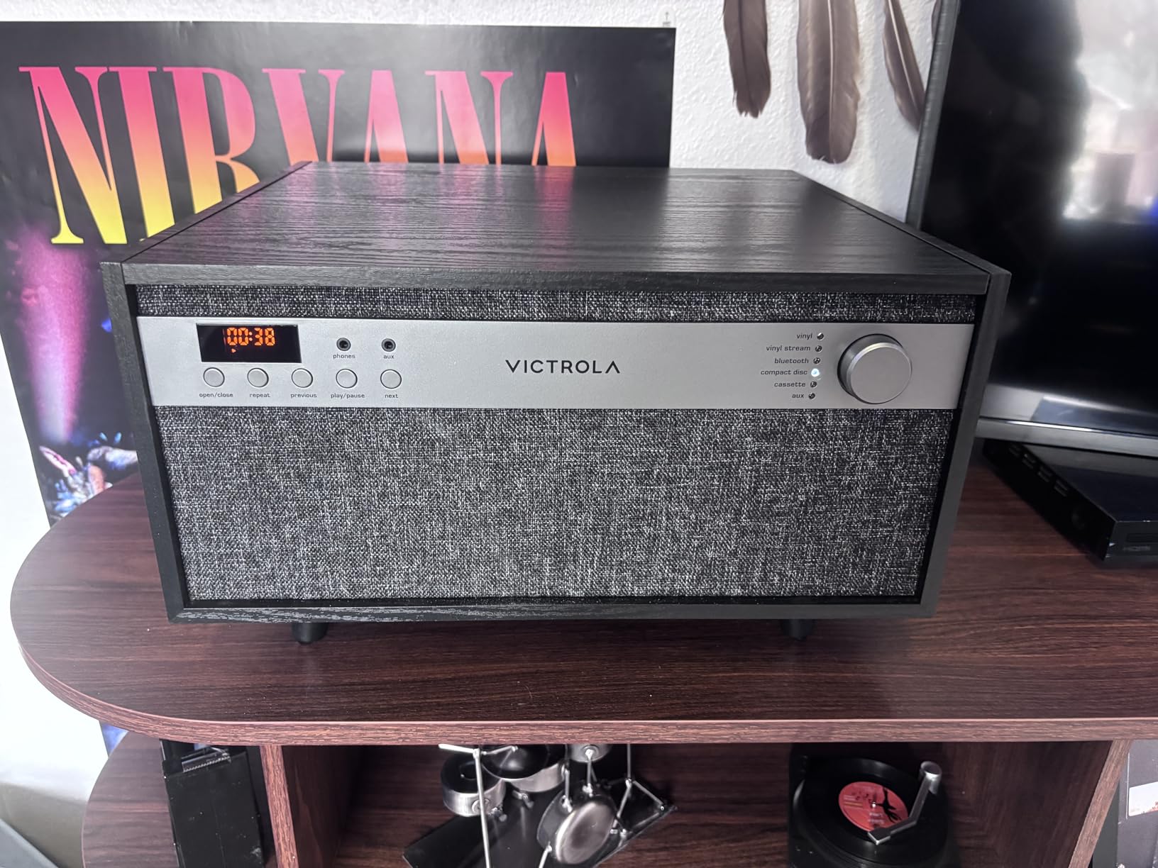 Victrola Century - 6-in-1 Bluetooth Record Player - Walnut | Mid-century music center plays vinyl, CD, cassette and aux, VINYLSTREAM streams records to Bluetooth speakers customer photo 2
