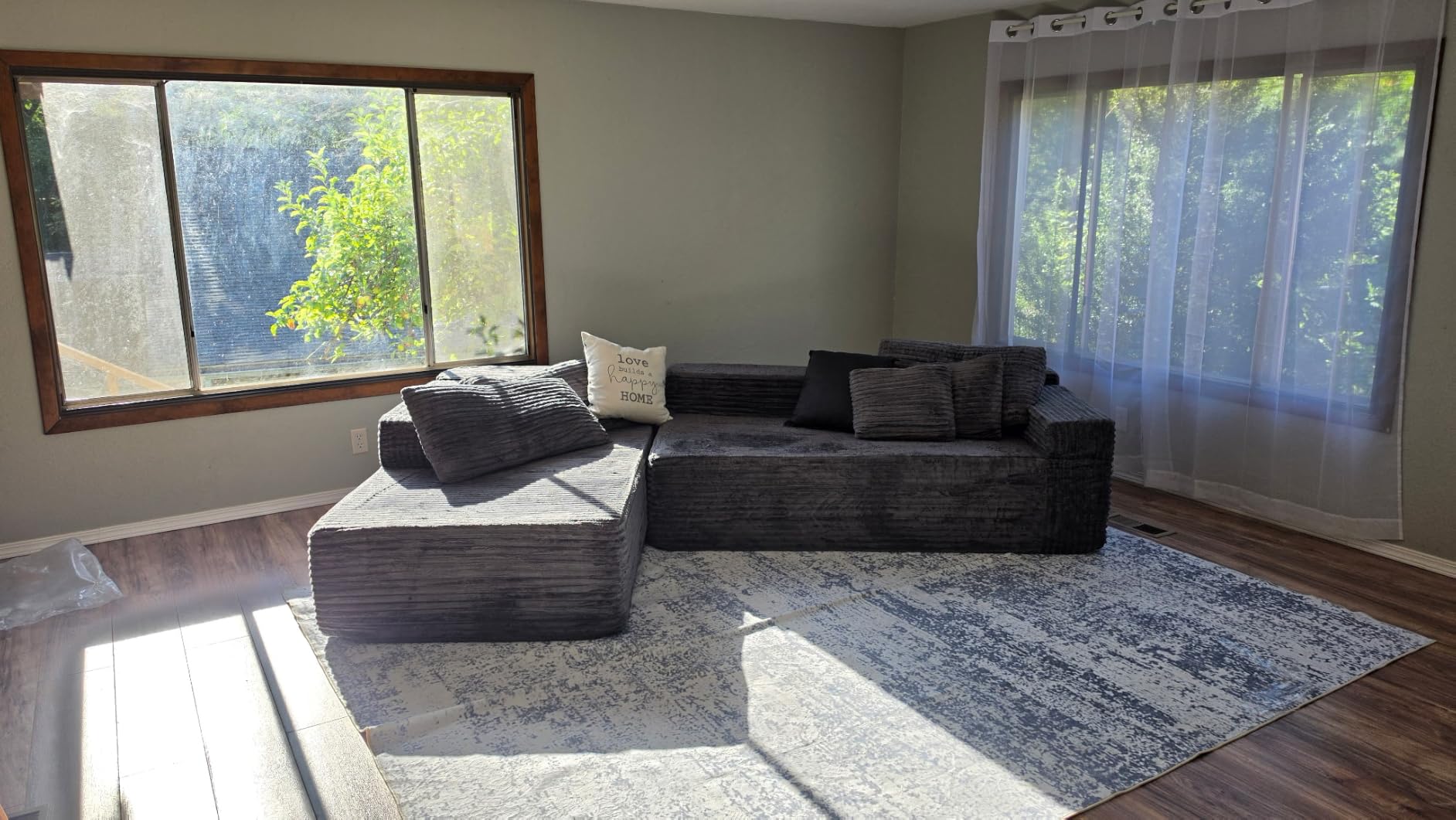 PLHXFR 8x10 Area Rug Living Room: Modern Abstract Washable Carpet Grey | For Bedroom Dining Room Farmhouse Nursery Home, Machine Washable, Non Slip, Large Soft Neutral, Stain Resistant, Indoor Floor customer photo 1