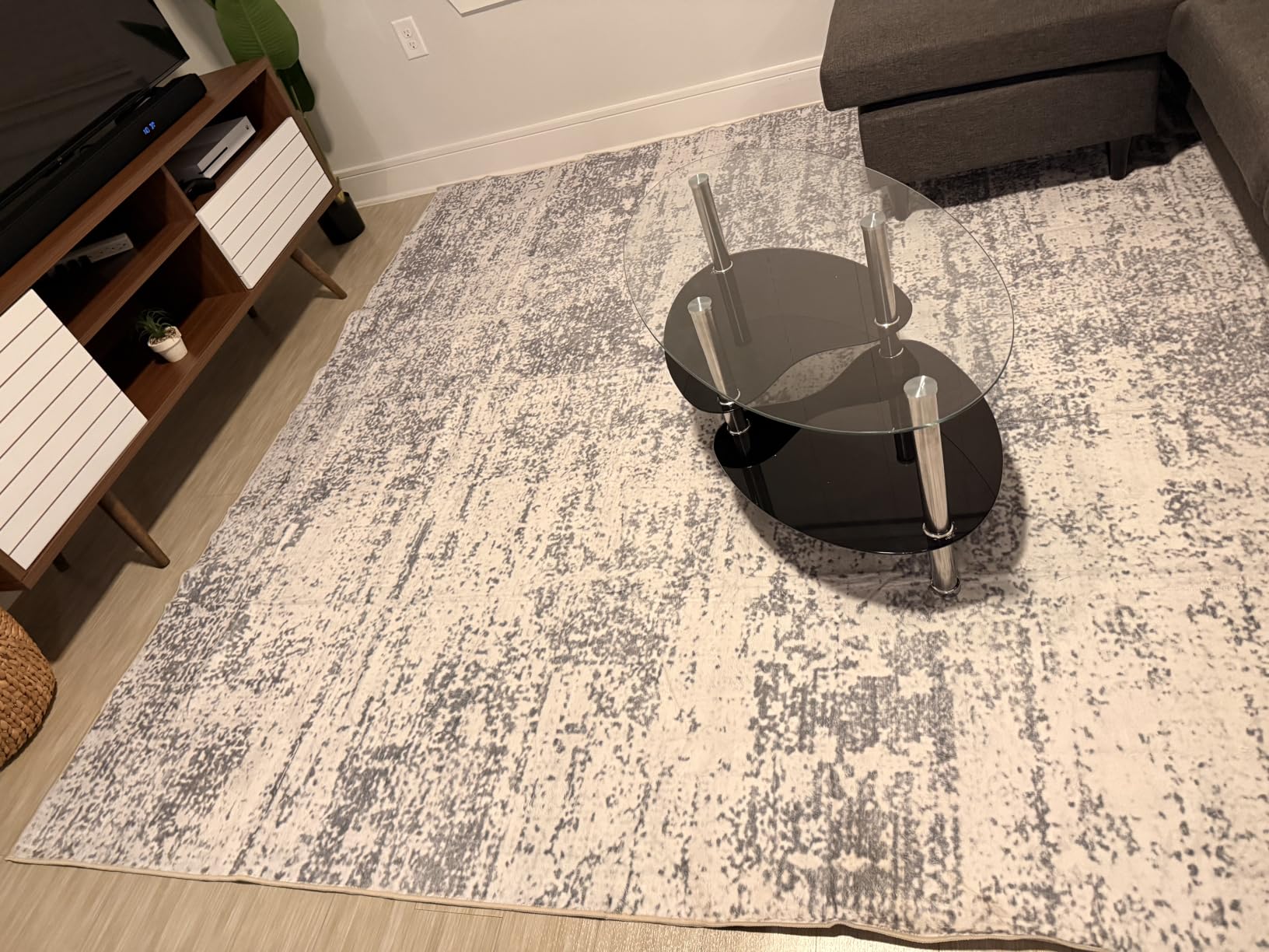 PLHXFR 8x10 Area Rug Living Room: Modern Abstract Washable Carpet Grey | For Bedroom Dining Room Farmhouse Nursery Home, Machine Washable, Non Slip, Large Soft Neutral, Stain Resistant, Indoor Floor customer photo 2